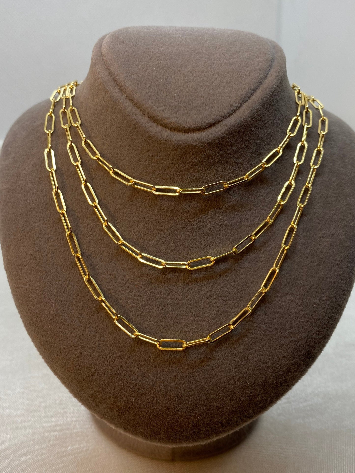 Collier chaîne trombone en or 18 carats (3 mm)