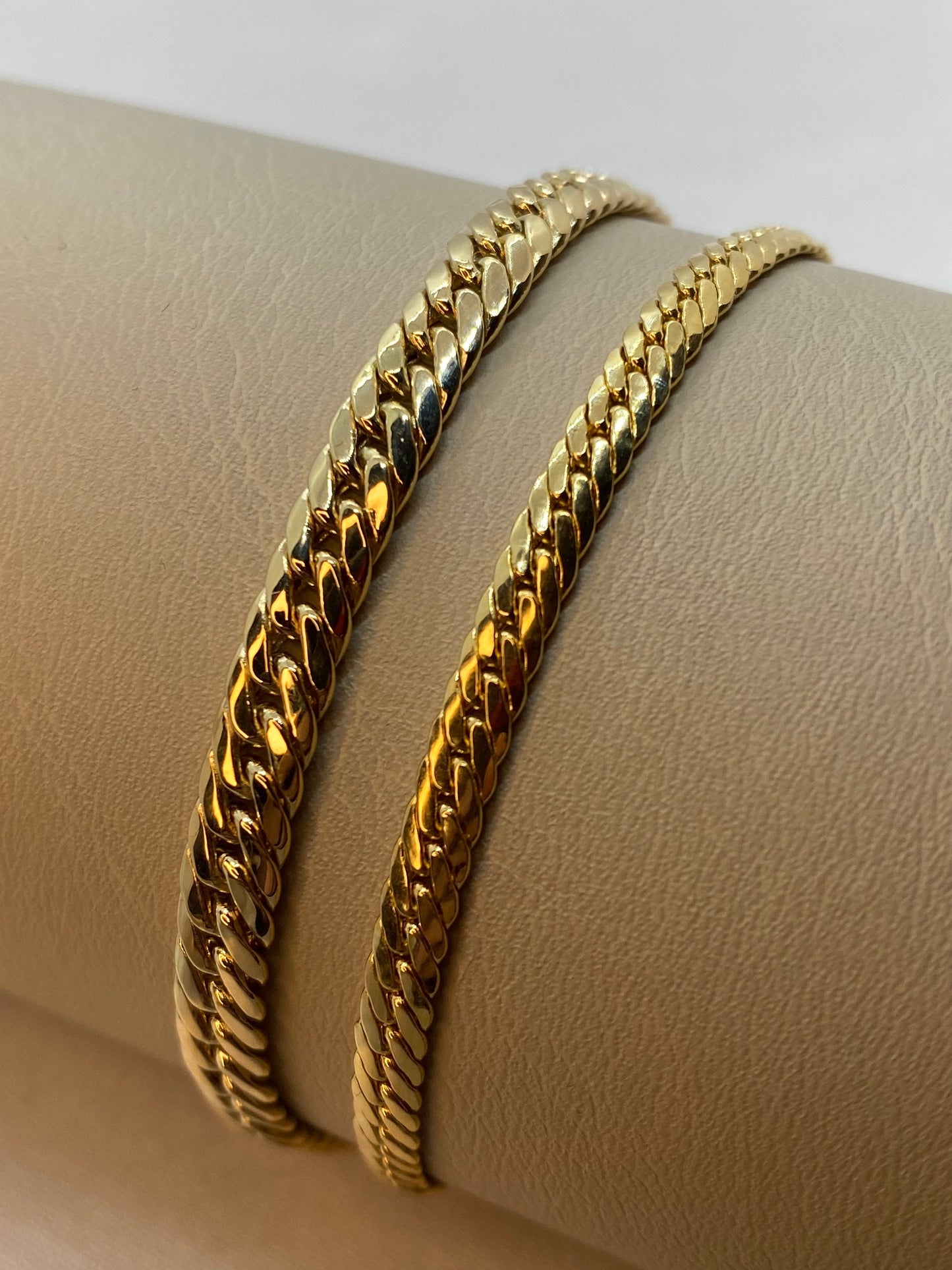 Collier chaîne à maillons gourmette de luxe en or 18 carats (4 mm et 5 mm)