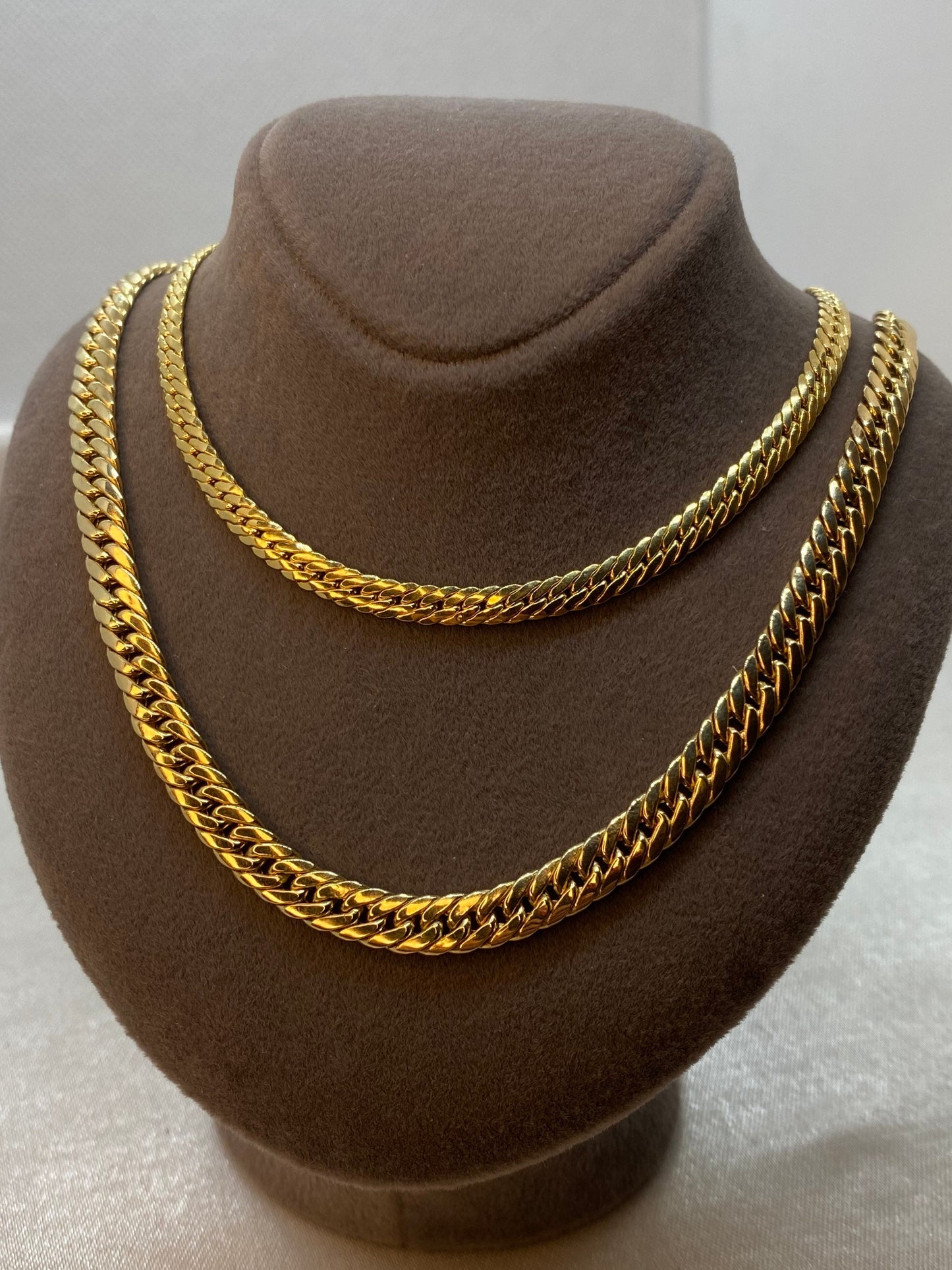 Collier chaîne à maillons gourmette de luxe en or 18 carats (4 mm et 5 mm)