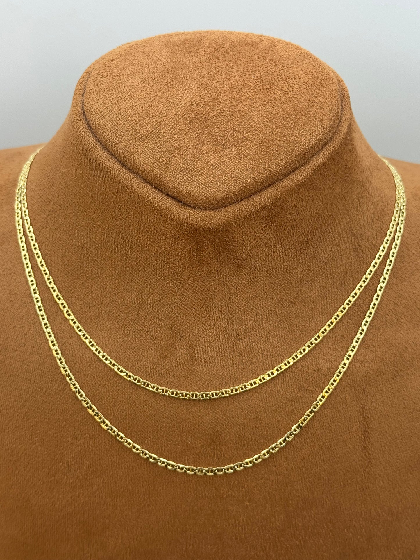 18K Gold Flat Anchor Chain Necklace or Bracelet– 2.5mm Mariner Chain, Real 18K Gold, Perfect for Him or Her, Christmas Gift