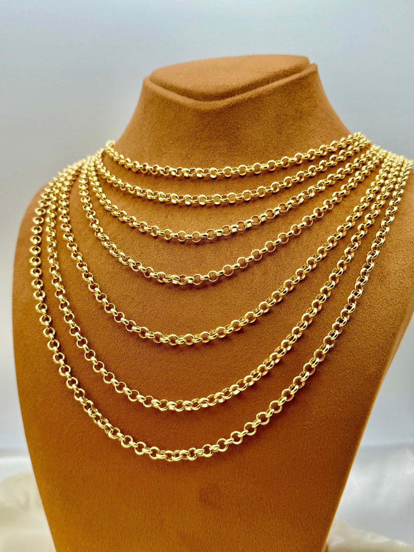 18k & 14K Gold Rolo Chain Necklace (5mm)