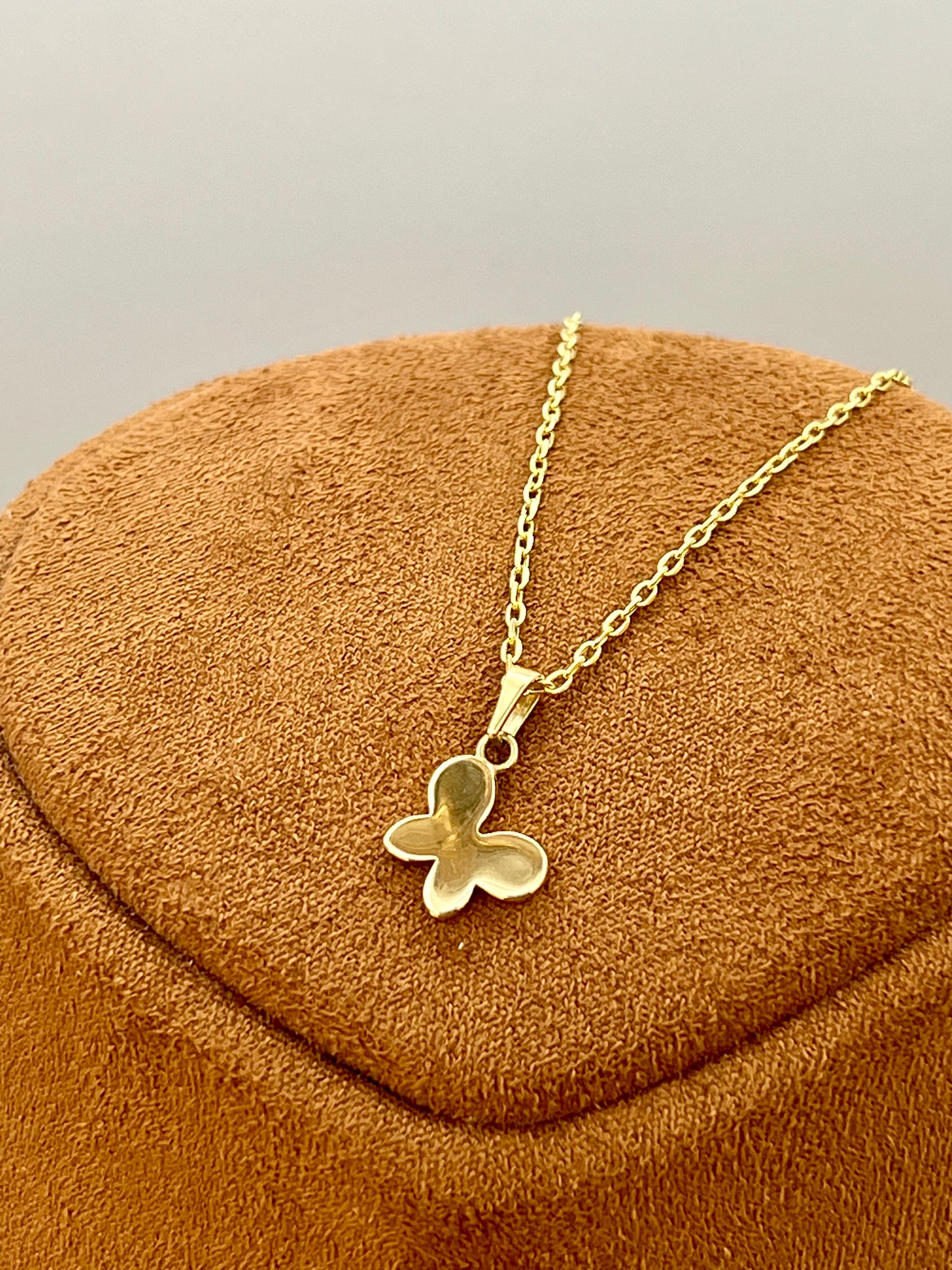 14k Real Gold Butterfly Necklace - 19.5 inch Chain - Finegold750