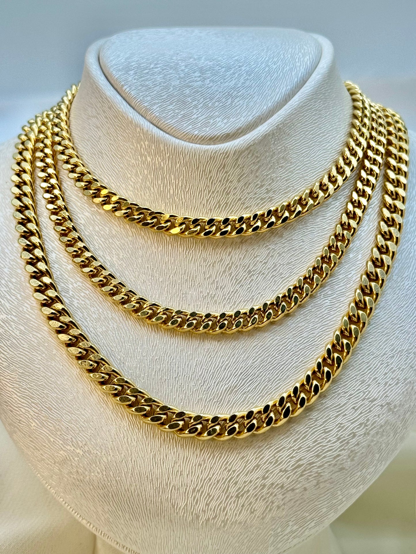 14k GOLD Curb Chain Necklace, Cuban Link Chain Necklace 20",22",24" , 4MM, Real Gold Men Gold Chain, Ladies Gold Chain, 14k Gold Chain.