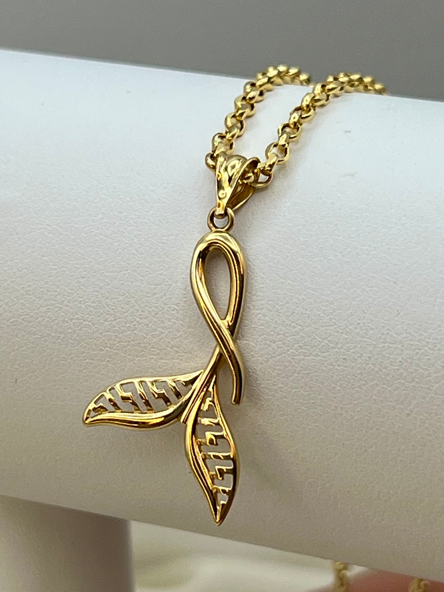18K Real Gold whale tail Necklace