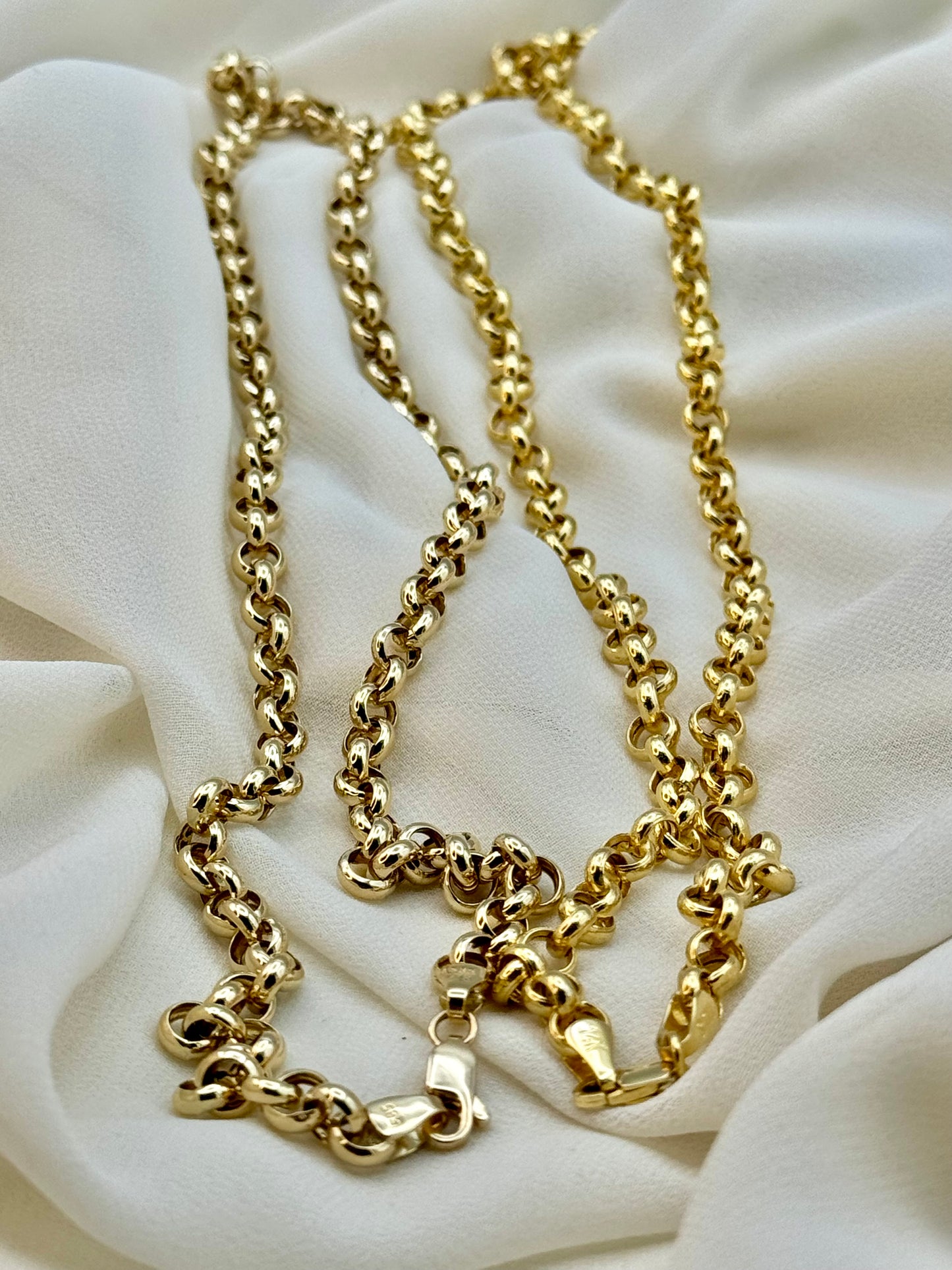 18k & 14K Gold Rolo Chain Necklace (5mm)