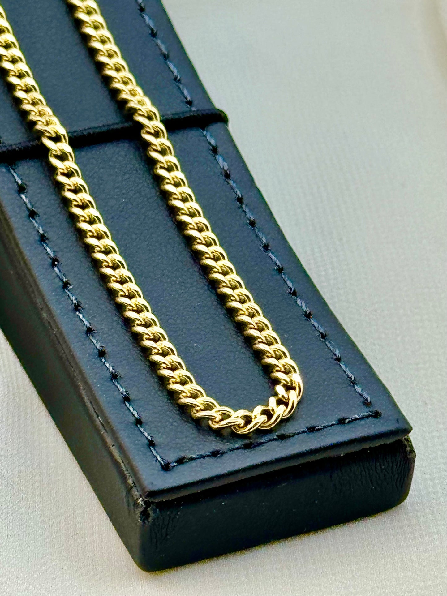 18K Gold Curb Chain Necklace 3.20MM and 2.2MM, 18k Real Gold Curb Chain, For Her, For Him, Birthday gift.