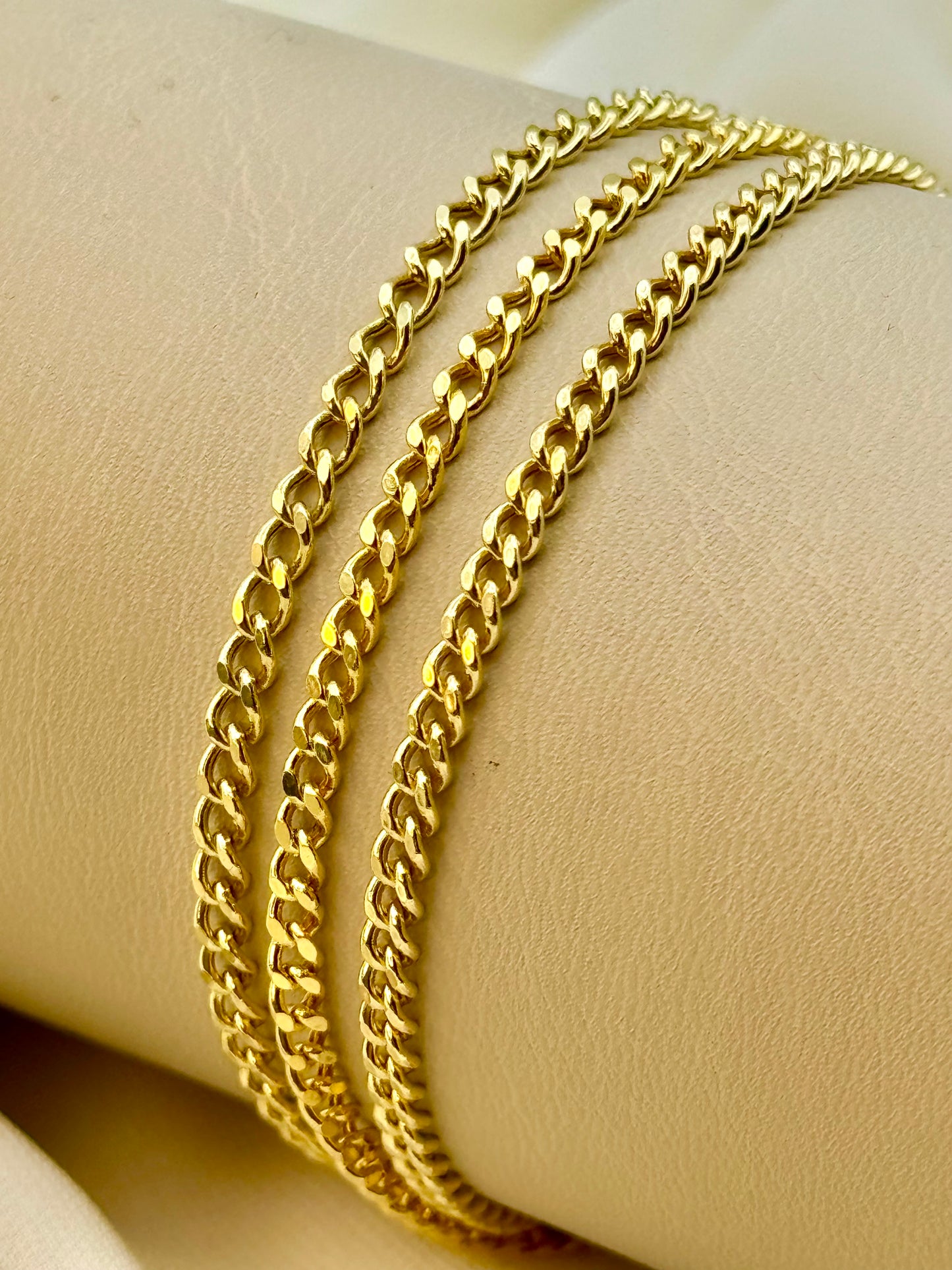 18K Gold Curb Chain Necklace 3.20MM and 2.2MM, 18k Real Gold Curb Chain, For Her, For Him, Birthday gift.