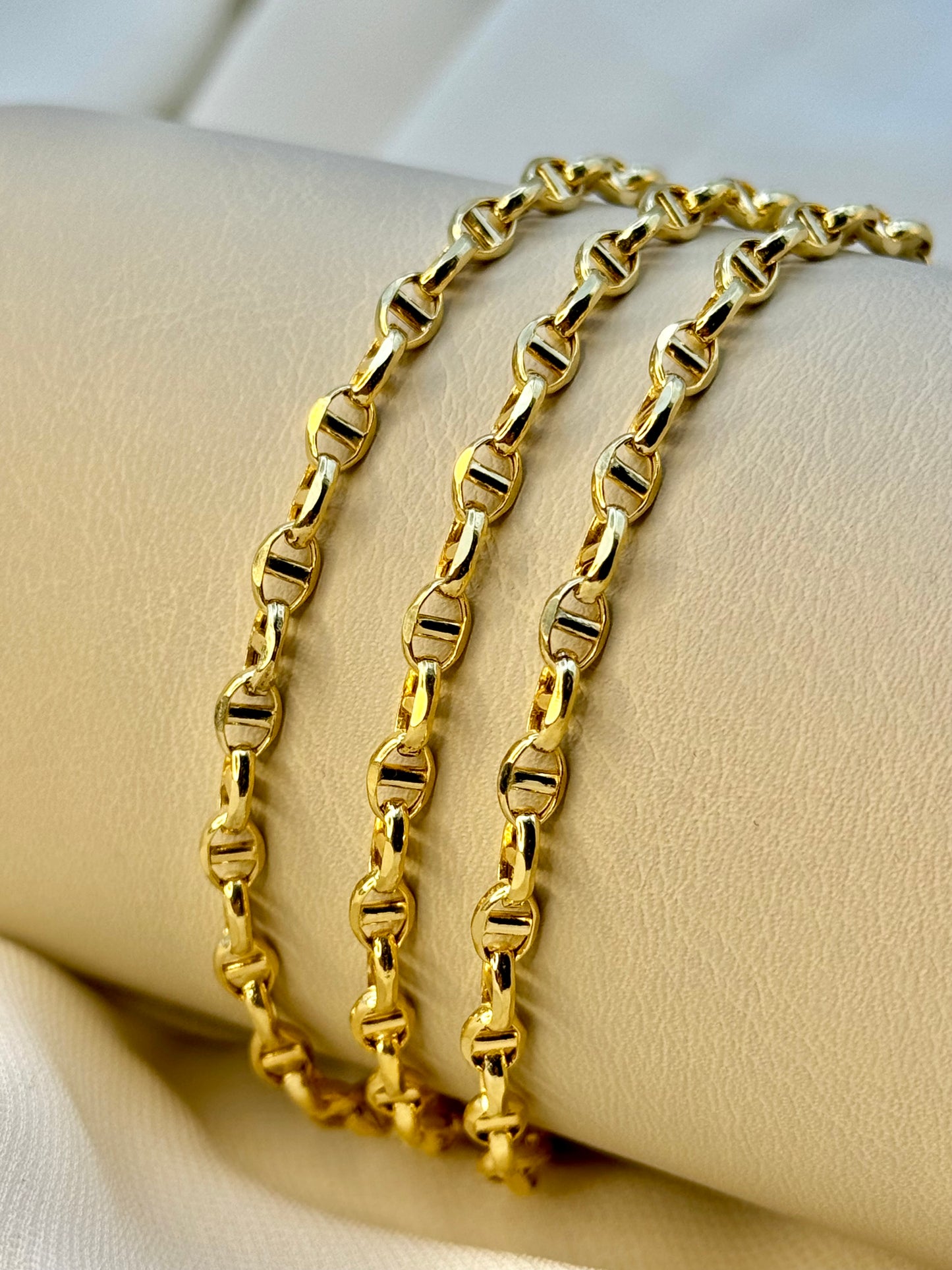 18K Gold Anchor Chain Necklace (4mm)