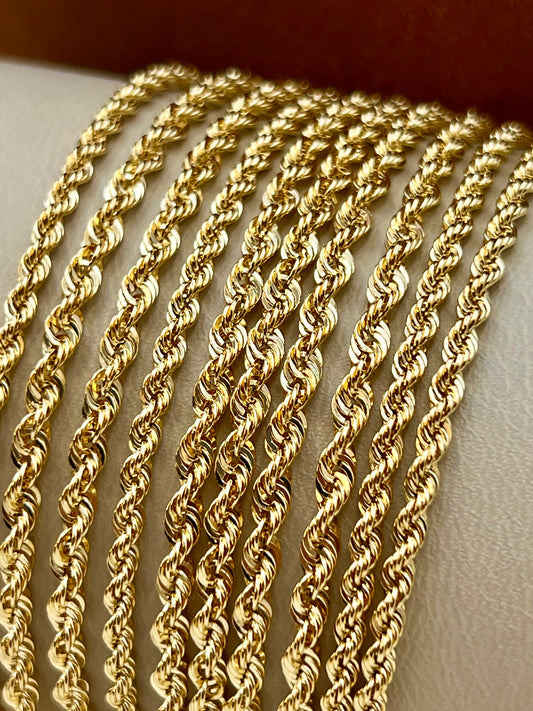 18K Gold Rope Chain Necklace, 2.3mm – Real 18K Gold, Classic Rope Design, Unisex Jewelry, Birthday Gift. - Finegold750