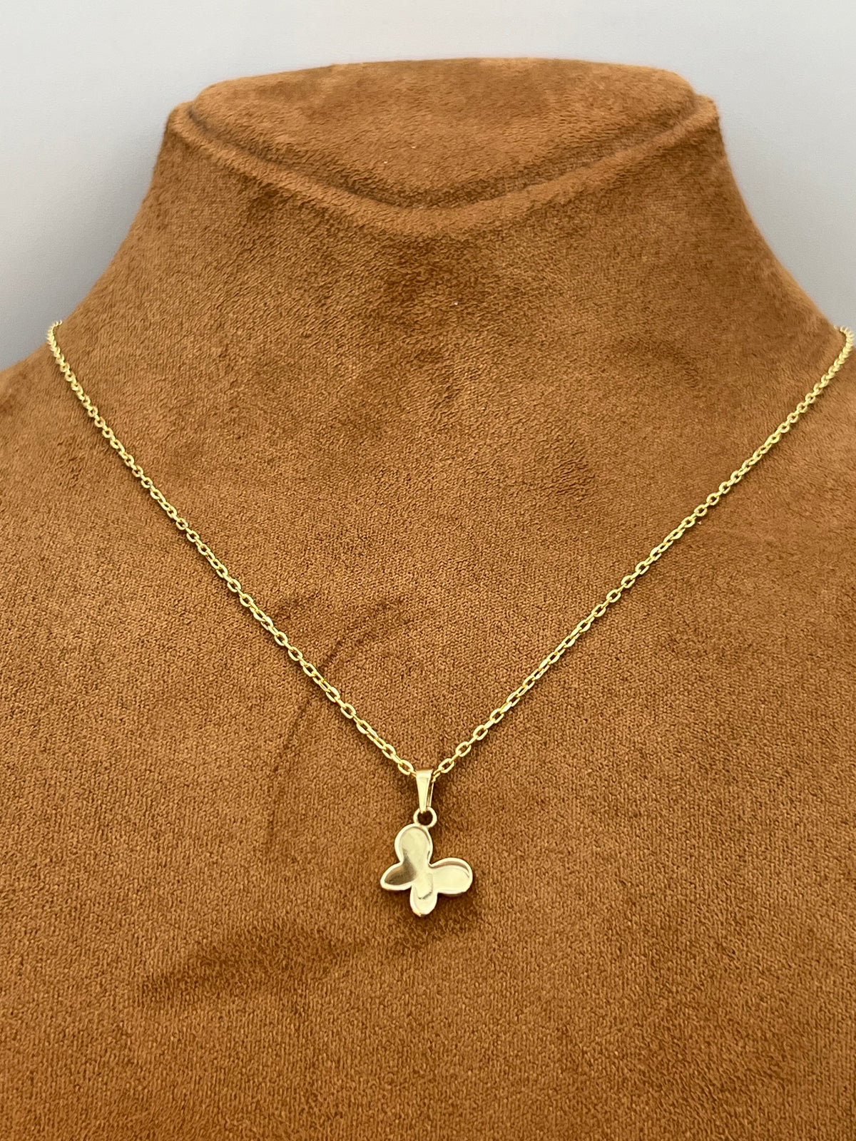 14k Real Gold Butterfly Necklace - 19.5 inch Chain - Finegold750
