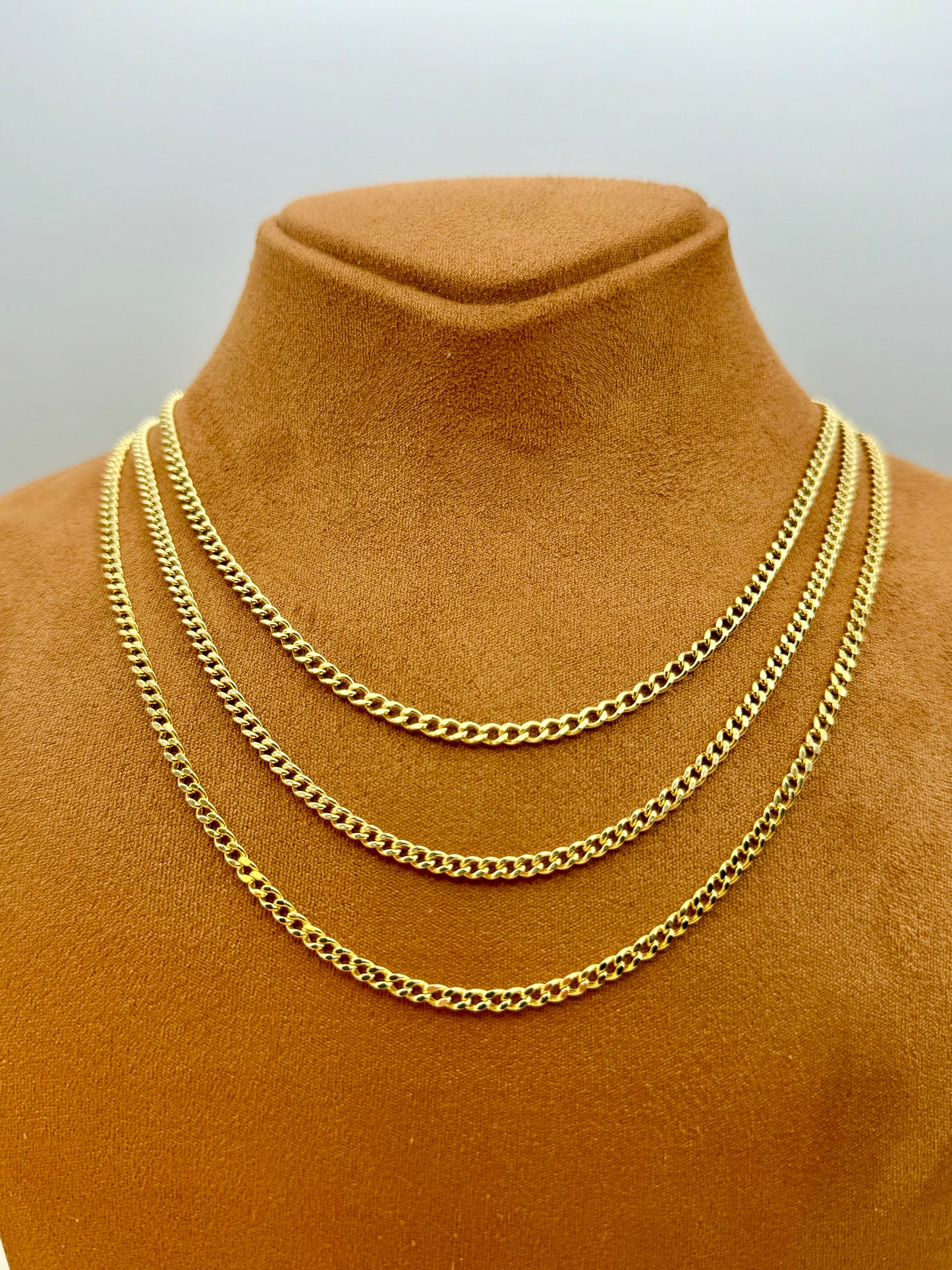 18K Gold Curb Chain Necklace 3.20MM and 2.2MM, 18k Real Gold Curb Chain, For Her, For Him, Birthday gift.