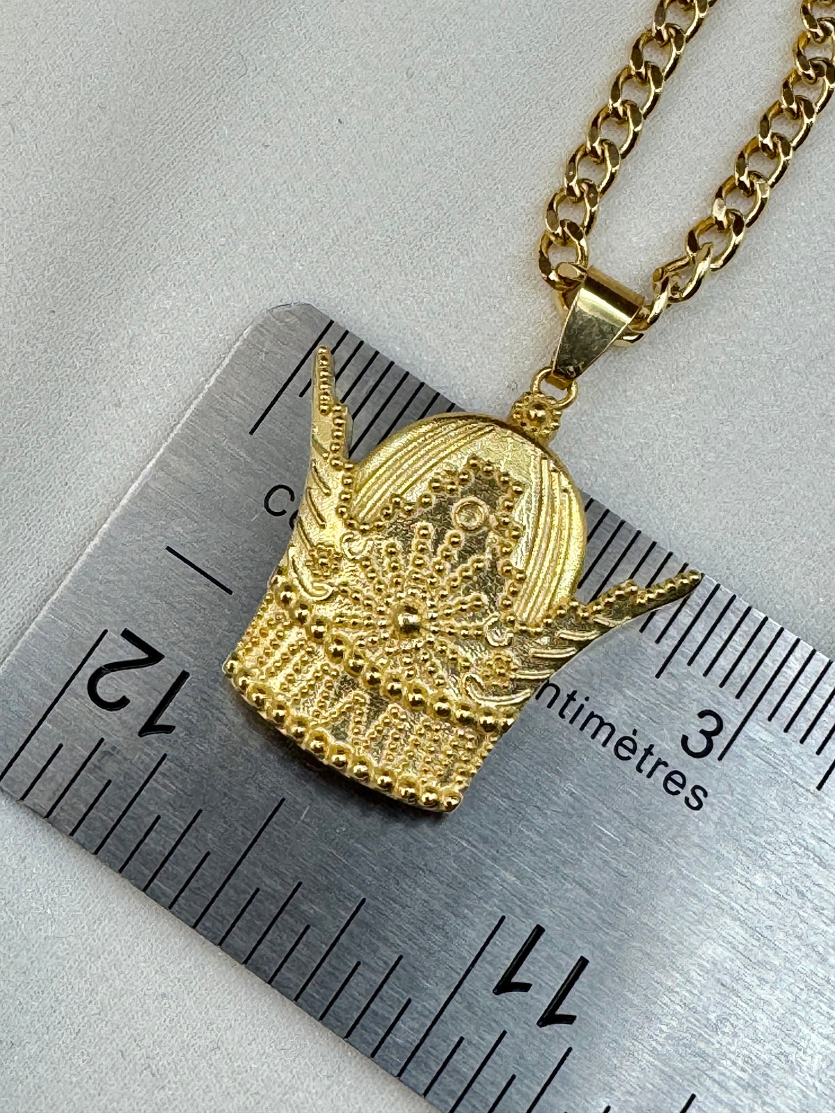 18K Gold Pahlavi Crown Necklace – Handmade Royal Pendant on 20" 3mm Curb Chain | Symbol of Power & Kingdom | Birthday Gift