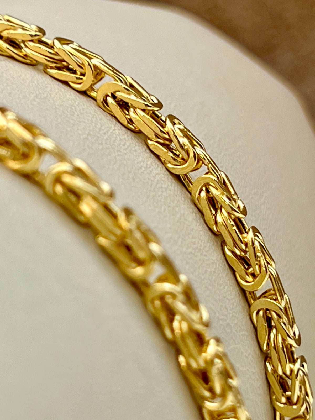 Collier chaîne byzantine en or 14 carats, 26", 24", 22", 3 mm et 5 mm d'épaisseur - Véritable or 14 carats, pour lui, pour elle, cadeau d'anniversaire, cadeau d'anniversaire.
