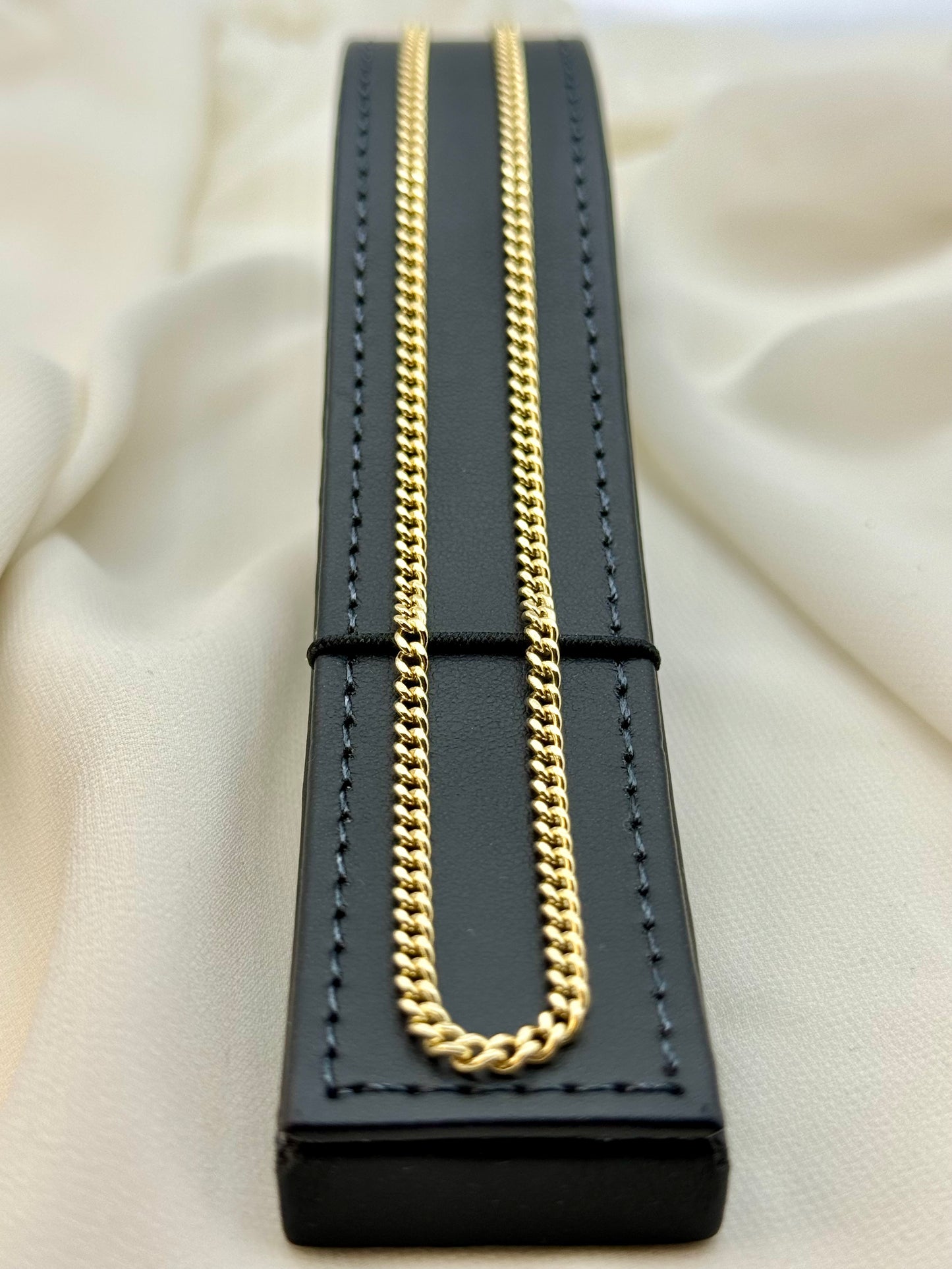 18K Gold Curb Chain Necklace 3.20MM and 2.2MM, 18k Real Gold Curb Chain, For Her, For Him, Birthday gift.