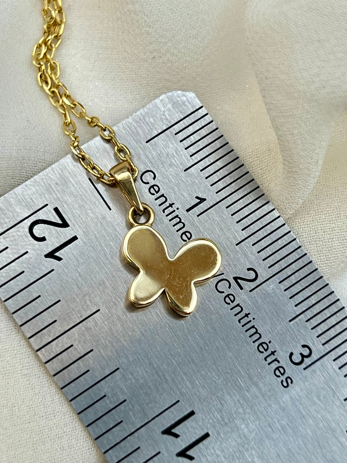 14k Real Gold Butterfly Necklace - 19.5 inch Chain - Finegold750