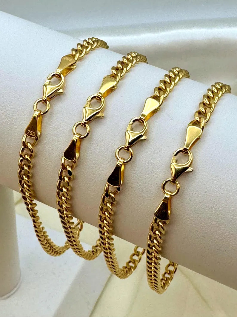Collier chaîne gourmette en or 18 carats – 4 mm d'or véritable | Cadeau idéal pour homme et femme
