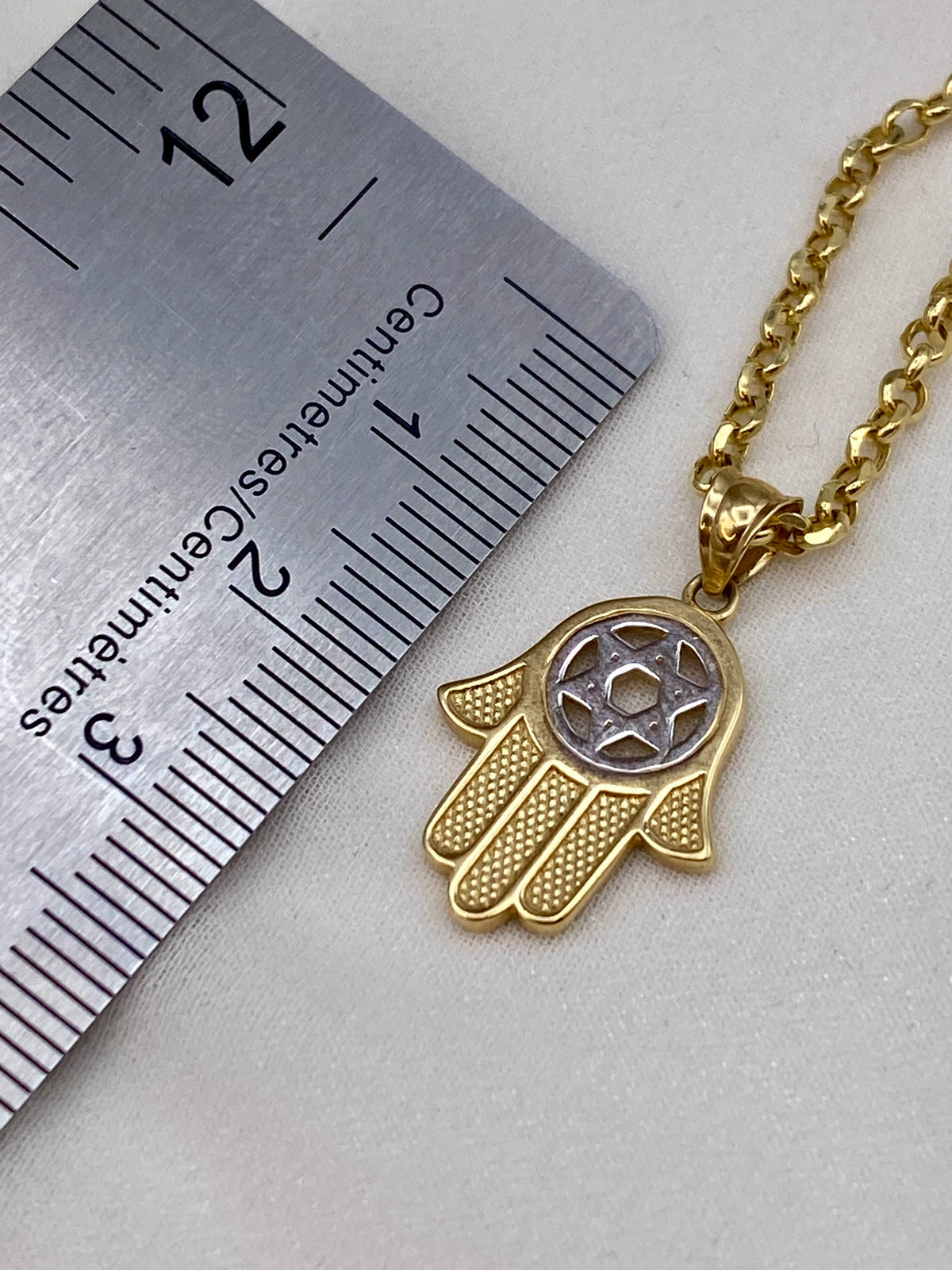 14K Gold Hamsa Necklace with Star of David – Jewish Protection Pendant
