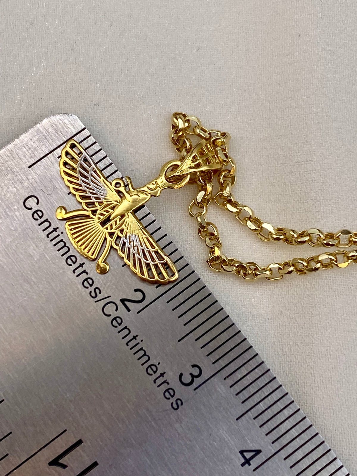 18K Gold Farvahar Necklace – Ahura Mazda Symbol