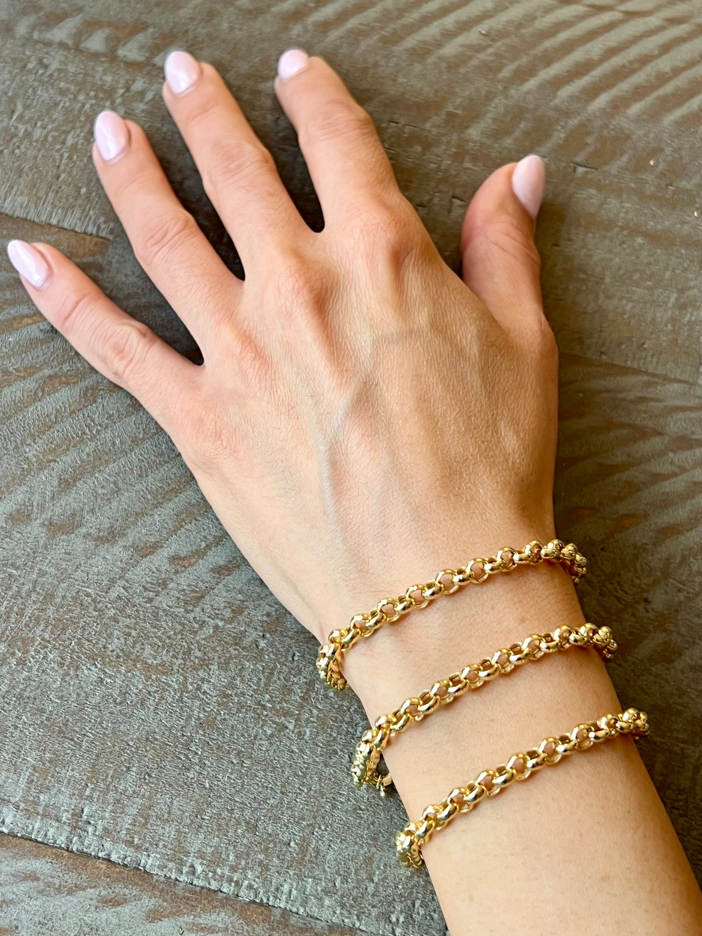Bracelet chaîne Rolo en or véritable 18 carats - Bracelet Rolo jaune 18 carats hautement poli pour elle - Or pur 18 carats - Cadeau d'anniversaire !, Cadeaux de Saint-Valentin.