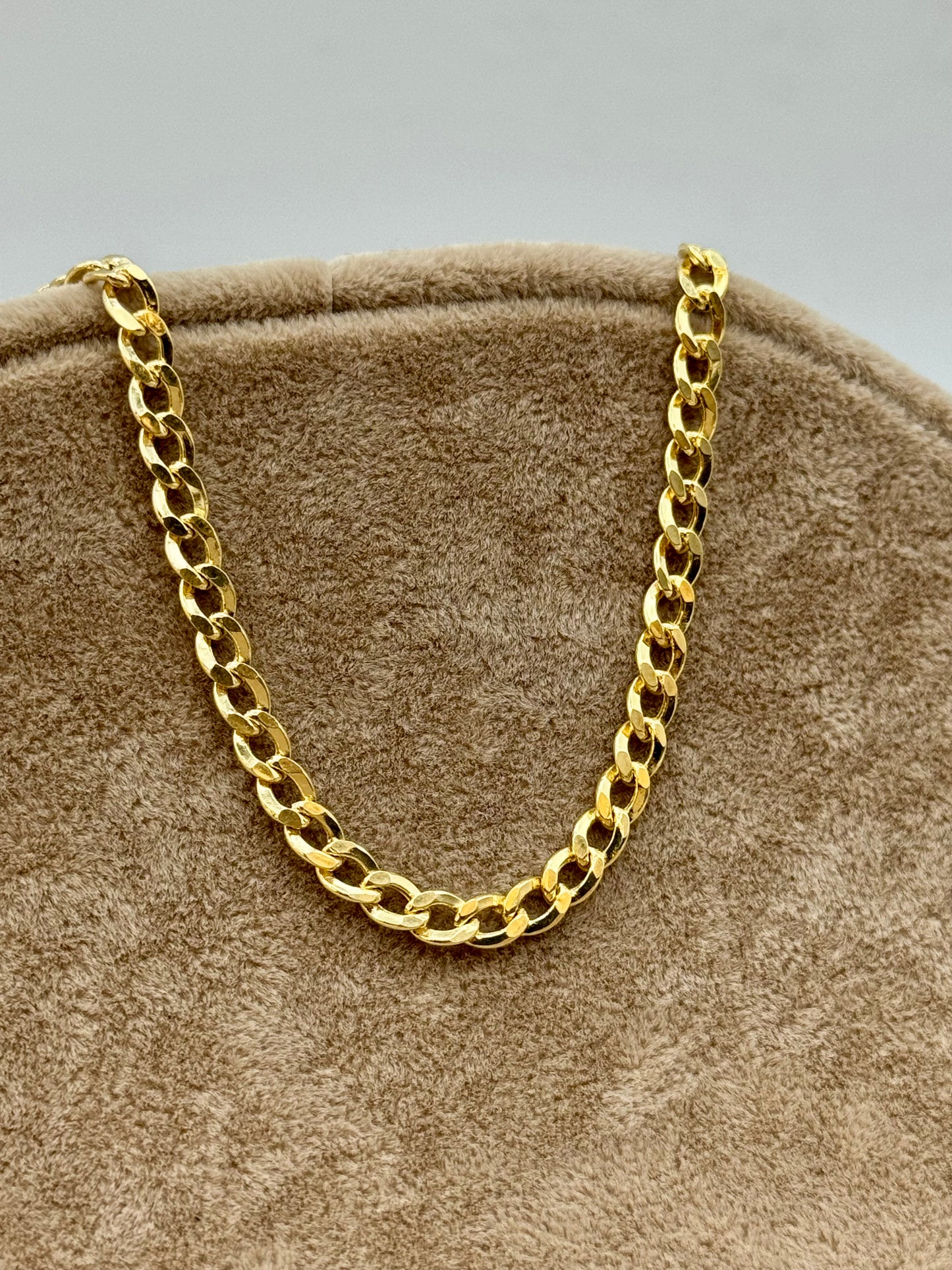 14K Gold Curb Link Chain Necklace – 19.5", 4.2mm, Unisex Gold Chain, Perfect Christmas Gift for Men & Women