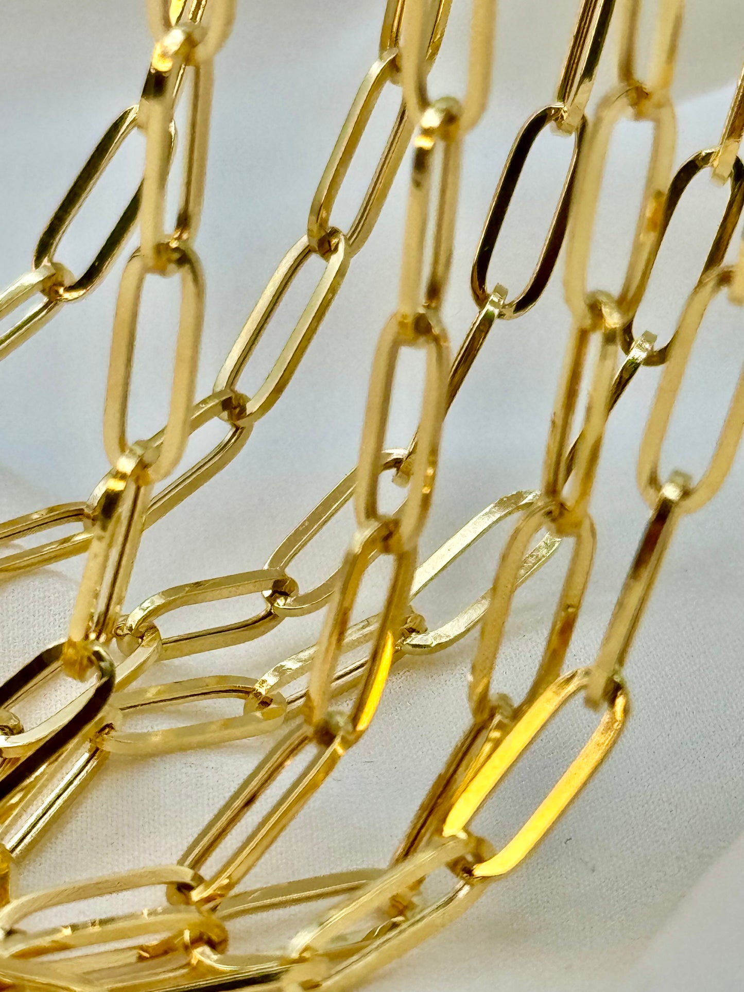 18k Gold Paperclip Necklace – 5mm Thickness, Genuine 18k Gold Oval Link Chain, Perfect Valentine's Day Gift
