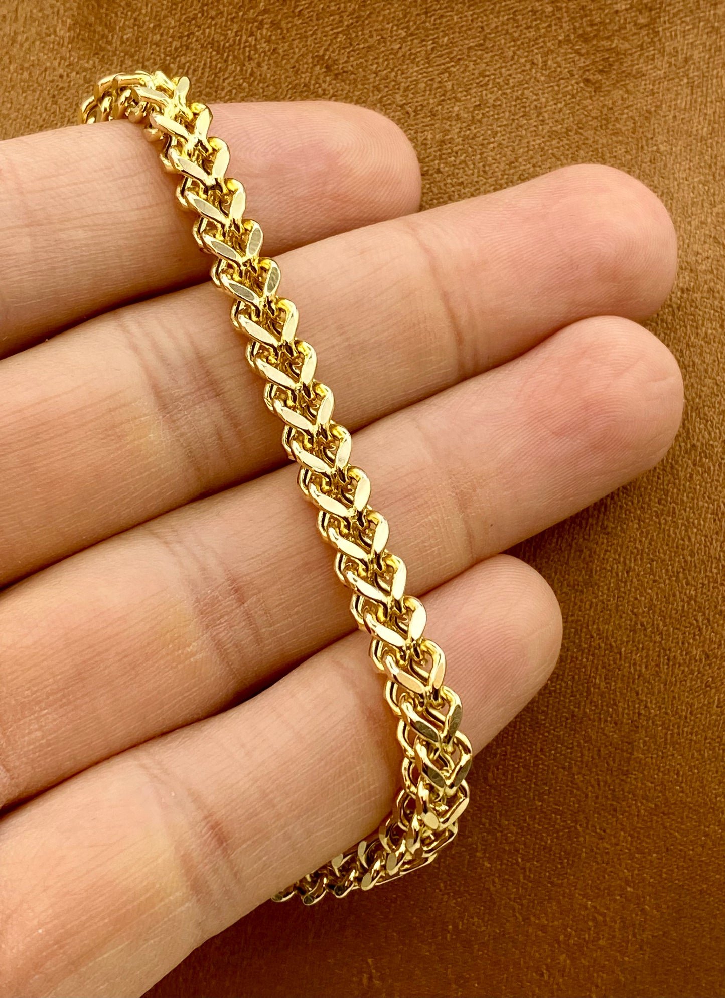 14k Gold Franco Bracelet, Diamond Cut, For Him & For Her, Unique Franco Bracelet, Birthday Gift, Anniversary Gift, Real Gold Jewelry