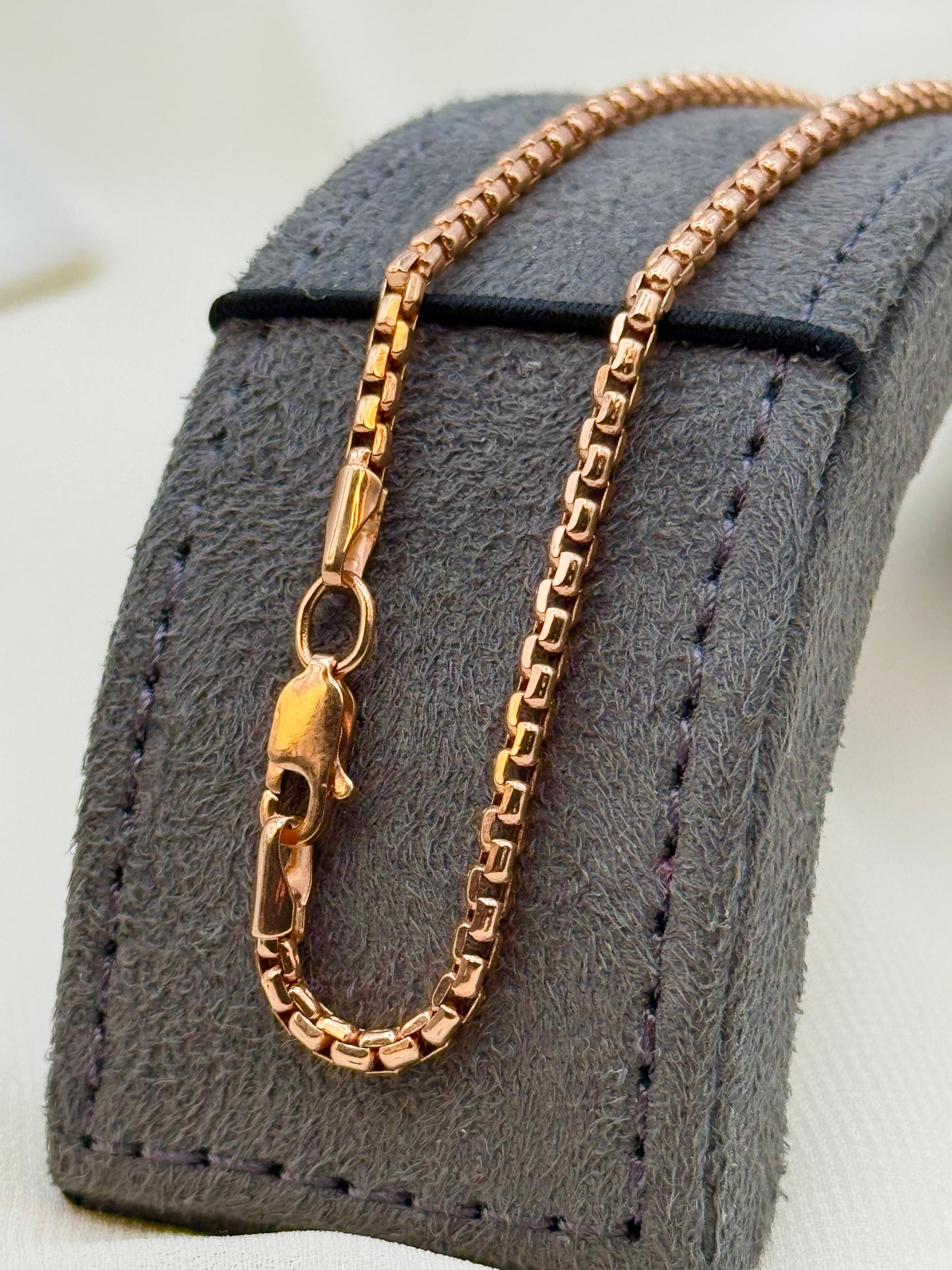 14K Solid Rose Gold Box Chain Necklace – 2.65mm Box Link in 20", 22", 23.5" Lengths | Unisex Jewelry, Birthday & Anniversary Gift