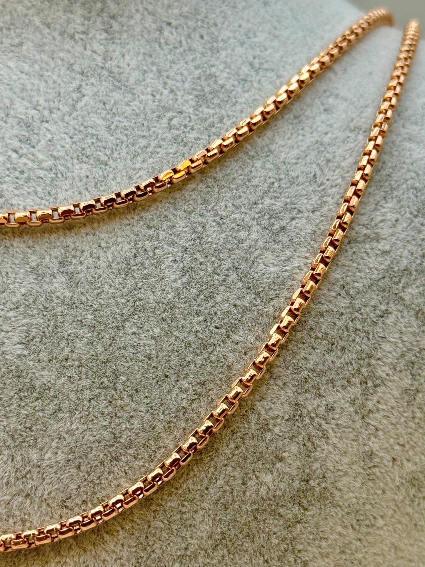 14K Solid Rose Gold Box Chain Necklace – 2.65mm Box Link in 20", 22", 23.5" Lengths | Unisex Jewelry, Birthday & Anniversary Gift