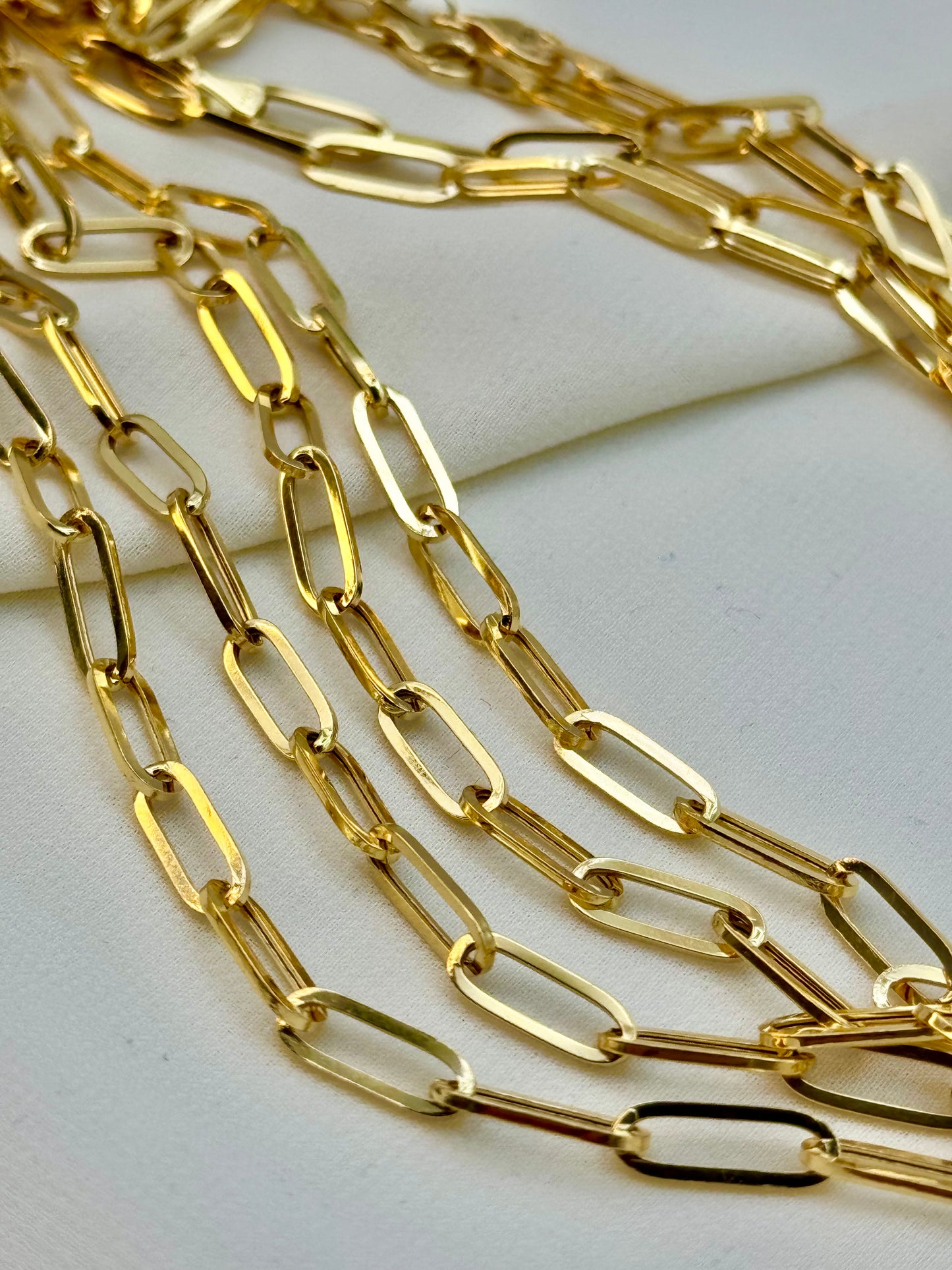 18k Gold Paperclip Necklace – 5mm Thickness, Genuine 18k Gold Oval Link Chain, Perfect Valentine's Day Gift