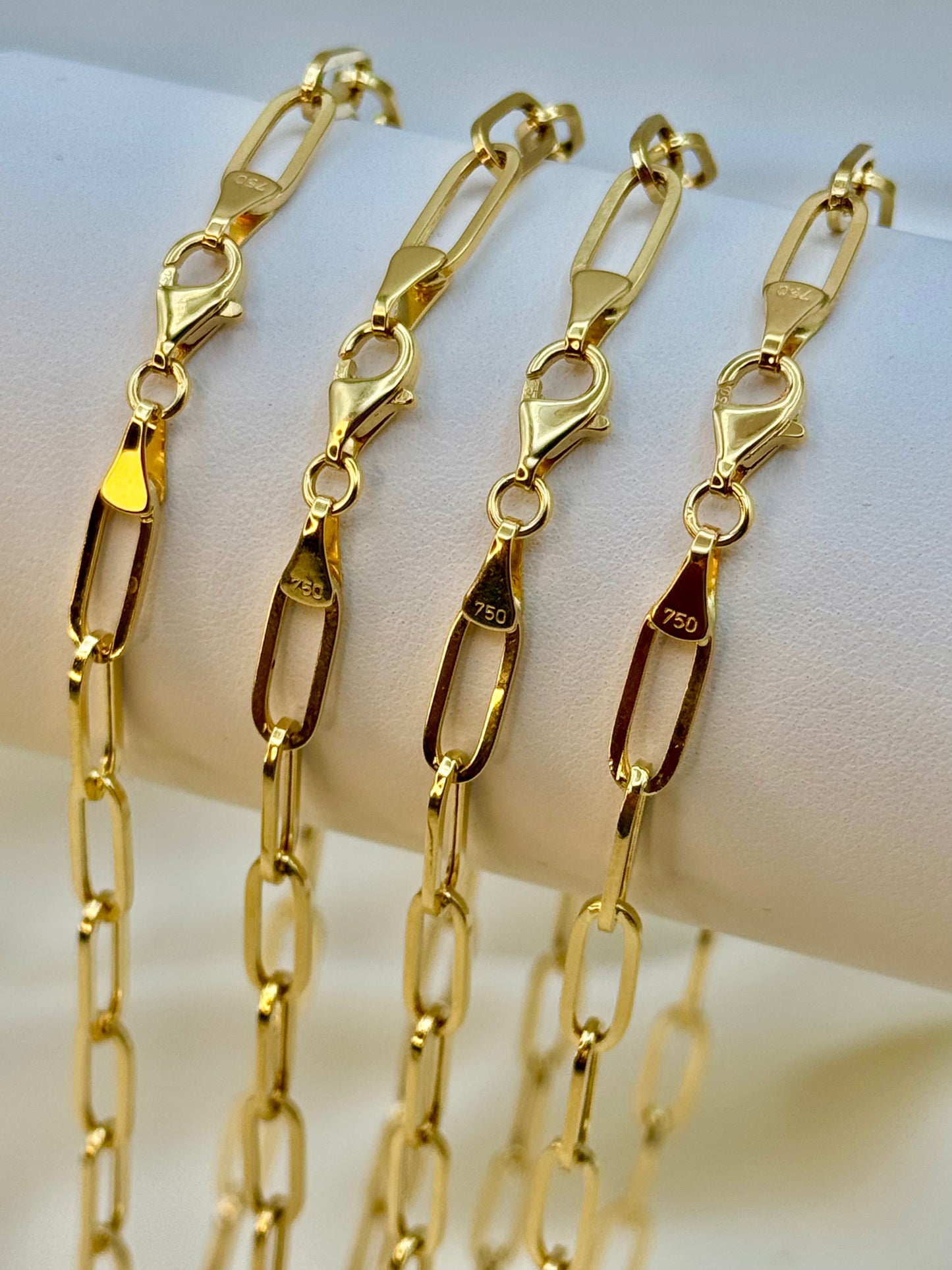 18k Gold Paperclip Necklace – 5mm Thickness, Genuine 18k Gold Oval Link Chain, Perfect Valentine's Day Gift