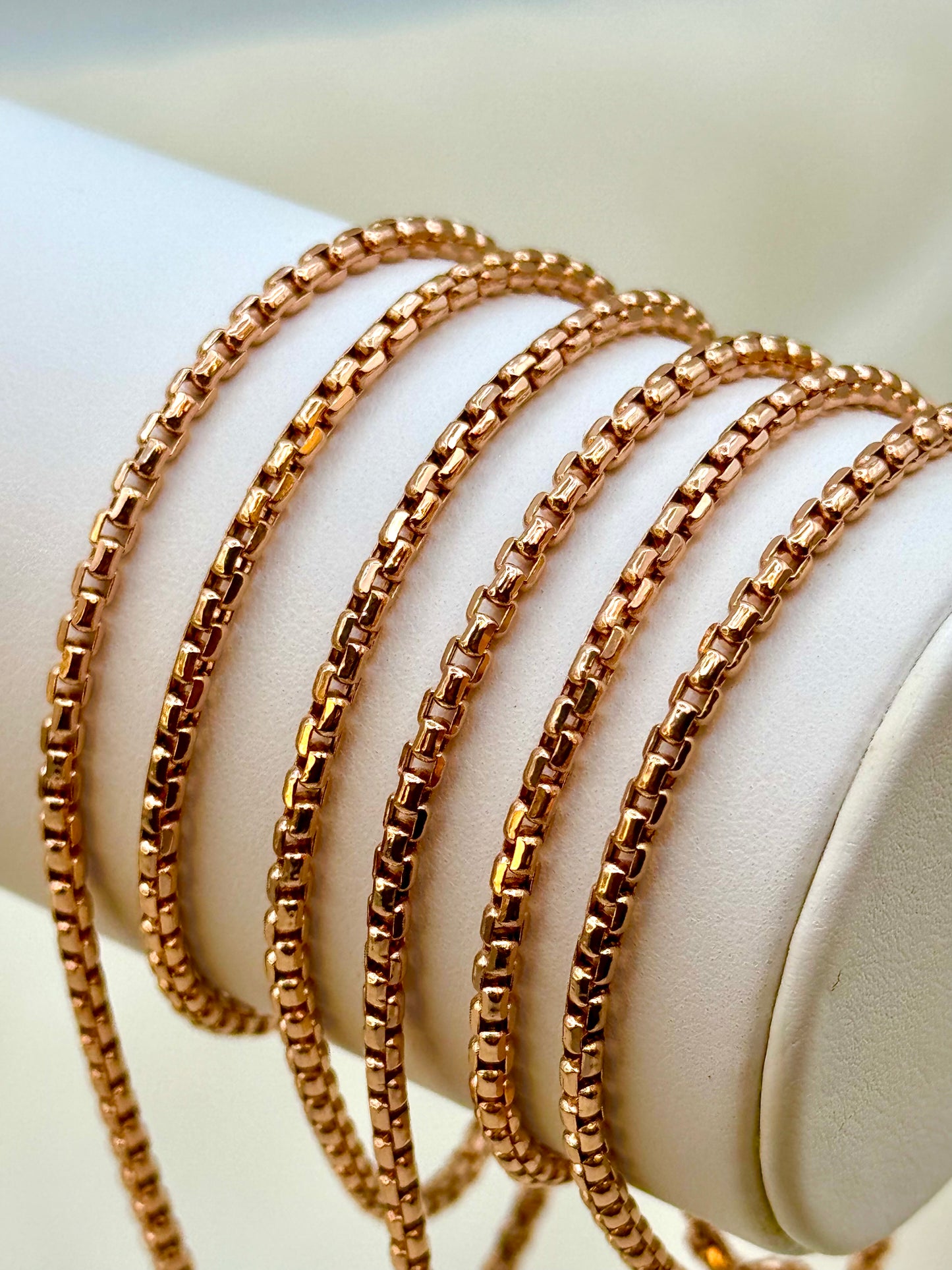 14K Solid Rose Gold Box Chain Necklace – 2.65mm Box Link in 20", 22", 23.5" Lengths | Unisex Jewelry, Birthday & Anniversary Gift