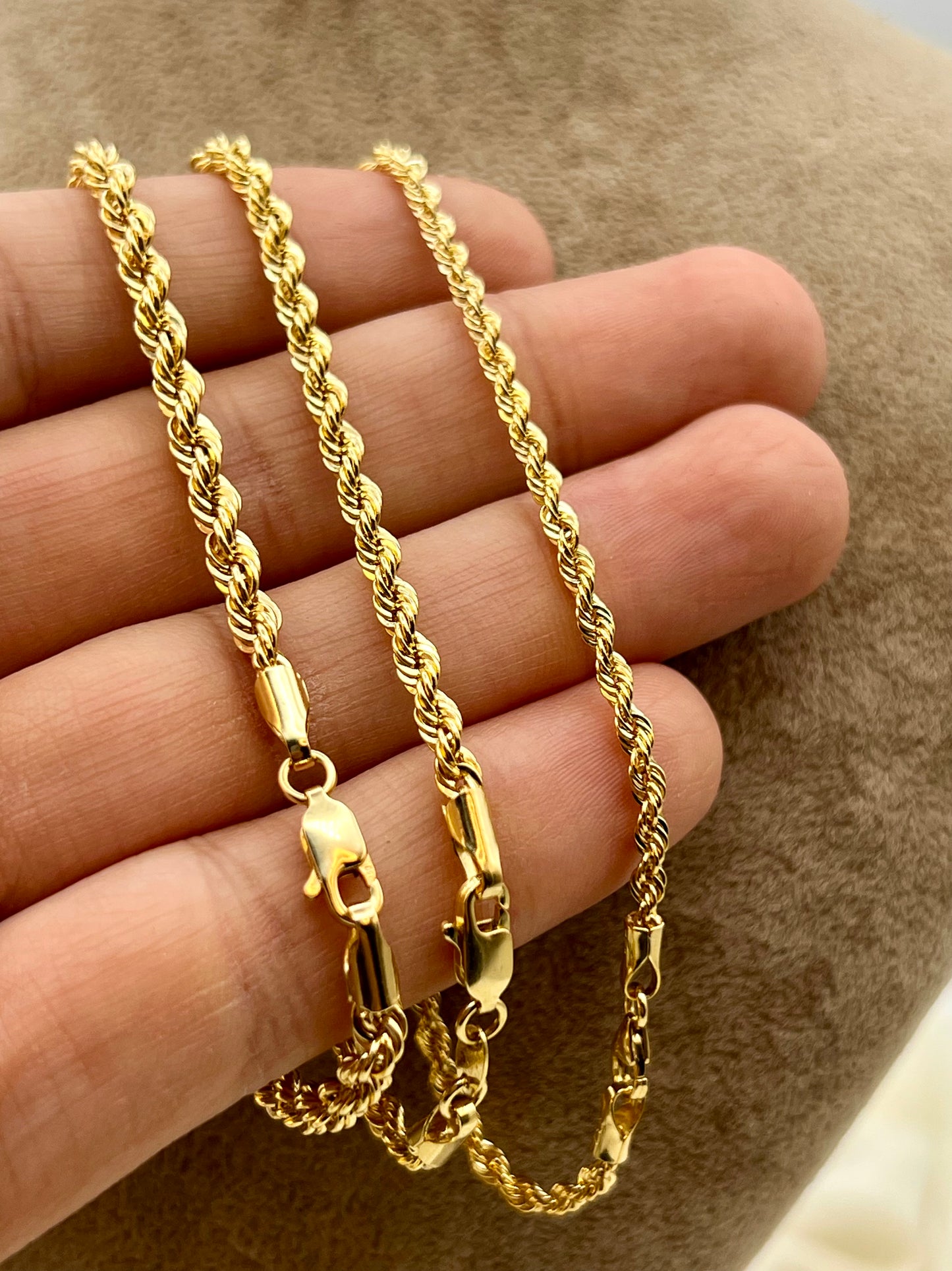 18K Gold Rope Chain Bracelet - Yellow 18K Twisted Bracelet for Men & Women - Pure 18K Gold - 7.5" - Perfect Birthday Gift!