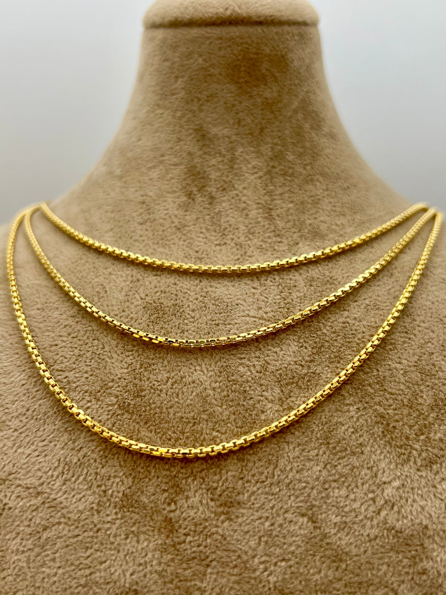 Collier chaîne boîte en or massif 18 carats, 2 mm, 20, 22, 24 pouces, chaîne en or véritable, chaîne à maillons boîte, chaîne boîte en or, femmes, hommes, chaîne cadeau.