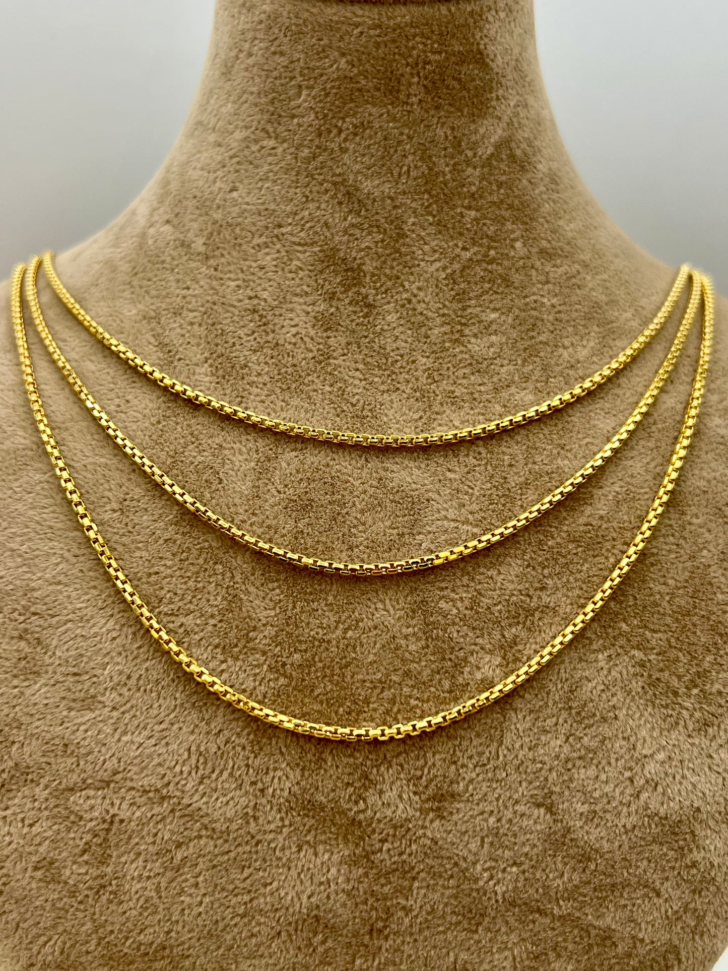 Collier chaîne boîte en or massif 18 carats, 2 mm, 20, 22, 24 pouces, chaîne en or véritable, chaîne à maillons boîte, chaîne boîte en or, femmes, hommes, chaîne cadeau.