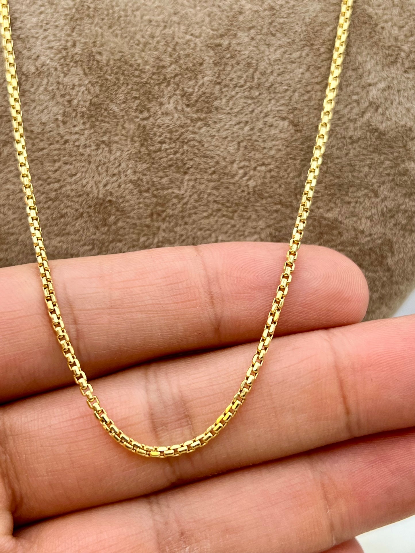 Collier chaîne boîte en or massif 18 carats, 2 mm, 20, 22, 24 pouces, chaîne en or véritable, chaîne à maillons boîte, chaîne boîte en or, femmes, hommes, chaîne cadeau.