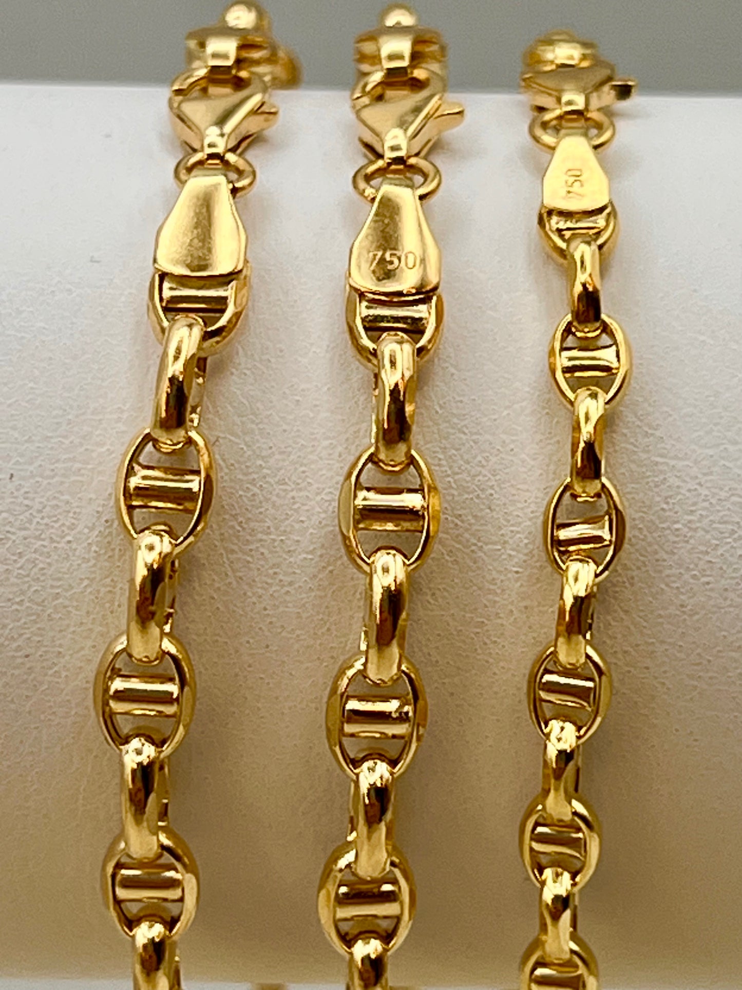 18k Gold Anchor Bracelet, 4mm, Mariner Gold Chain, Real Gold, For Her, For Him, Birthday Gift, Christmas Gift
