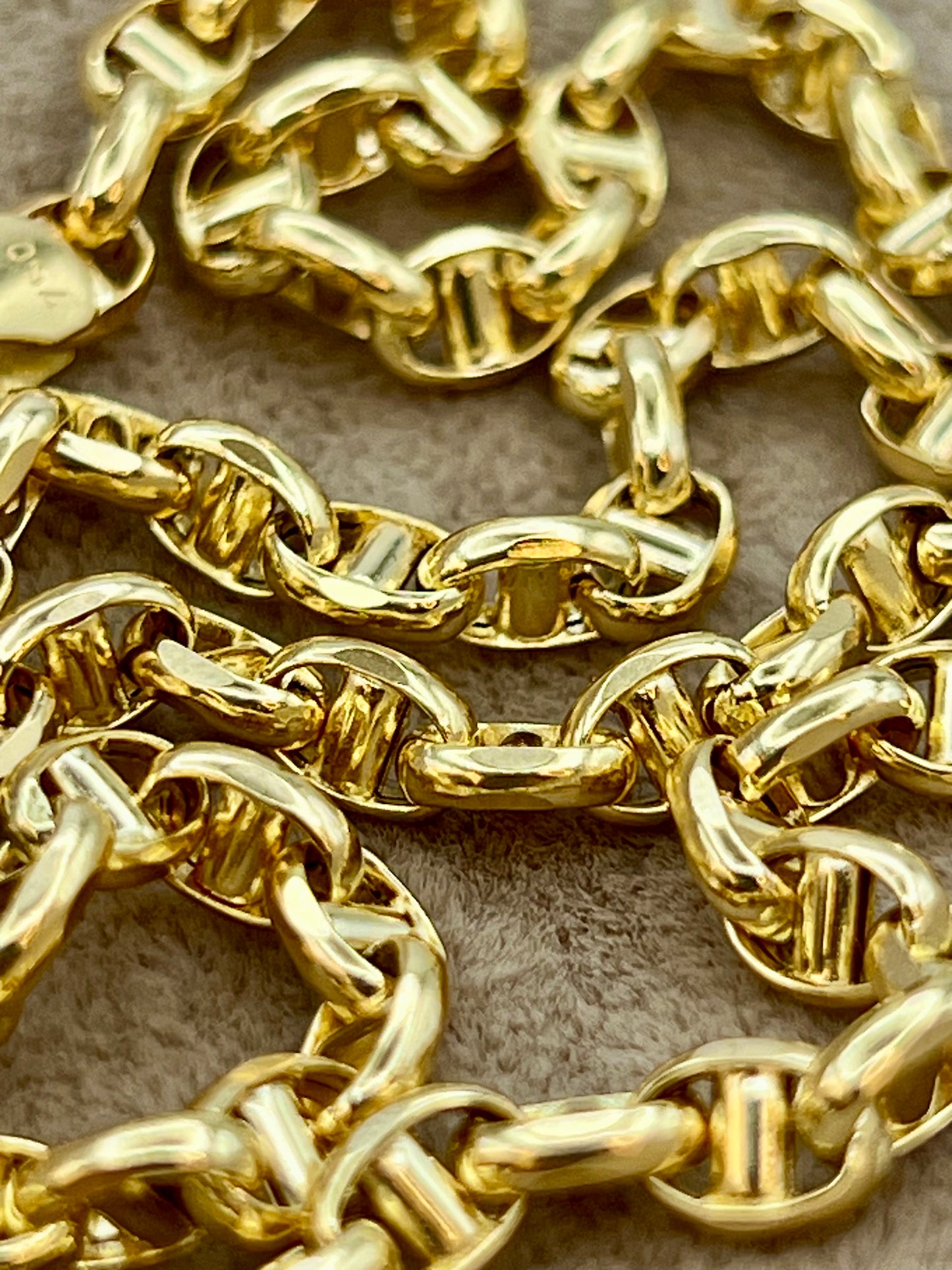 18k Gold Anchor Bracelet, 4mm, Mariner Gold Chain, Real Gold, For Her, For Him, Birthday Gift, Christmas Gift