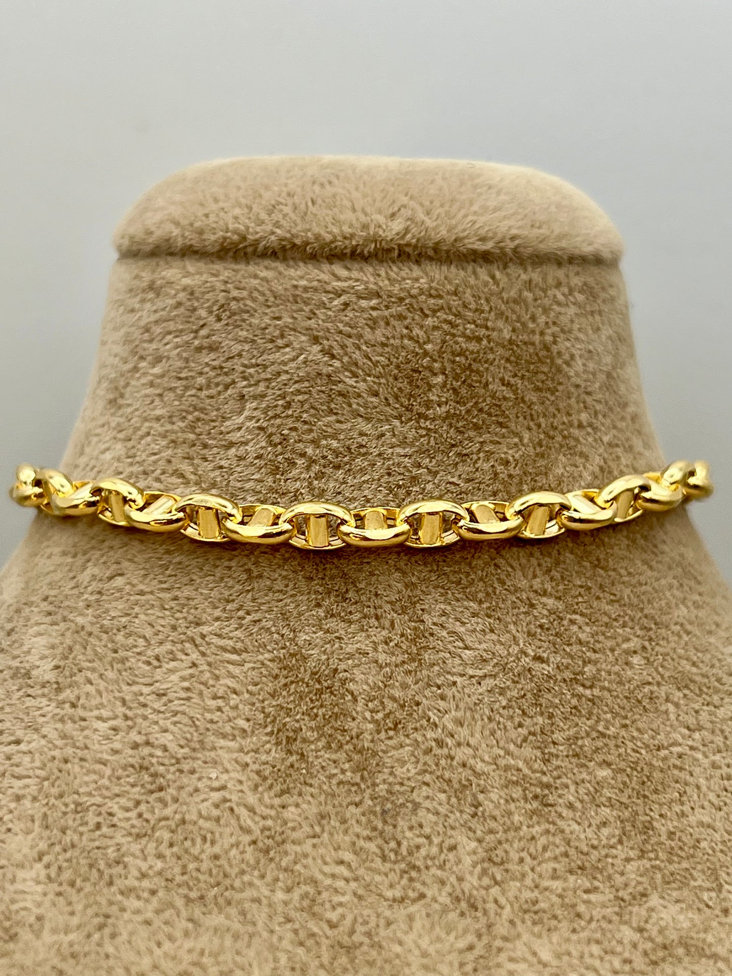 18k Gold Anchor Bracelet, 4mm, Mariner Gold Chain, Real Gold, For Her, For Him, Birthday Gift, Christmas Gift