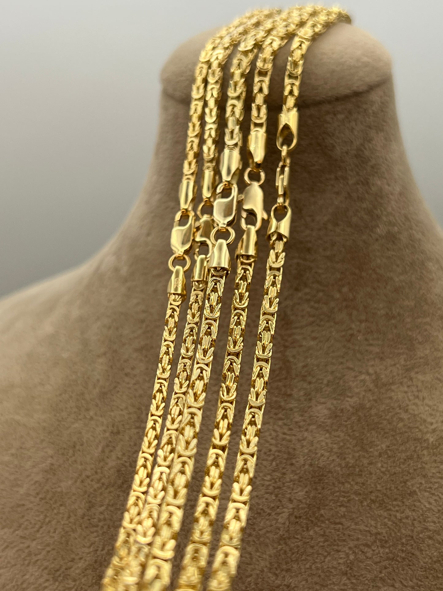 18K Gold Byzantine Chain Necklace – Available in 25", 24", 22", 20" Lengths, 2.3mm Thickness, Real 18K Gold, Perfect for Him & Her, Ideal Birthday or Anniversary Gift