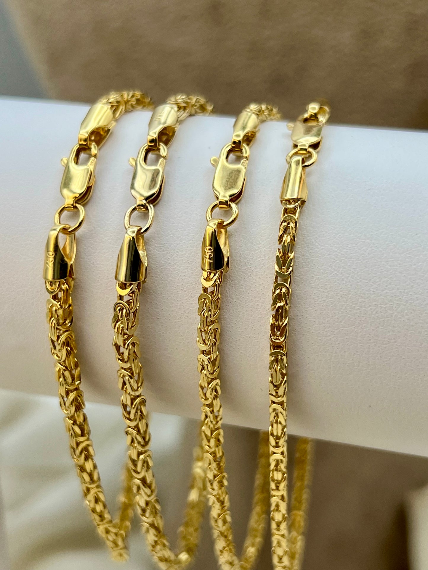 18K Gold Byzantine Chain Necklace – Available in 25", 24", 22", 20" Lengths, 2.3mm Thickness, Real 18K Gold, Perfect for Him & Her, Ideal Birthday or Anniversary Gift