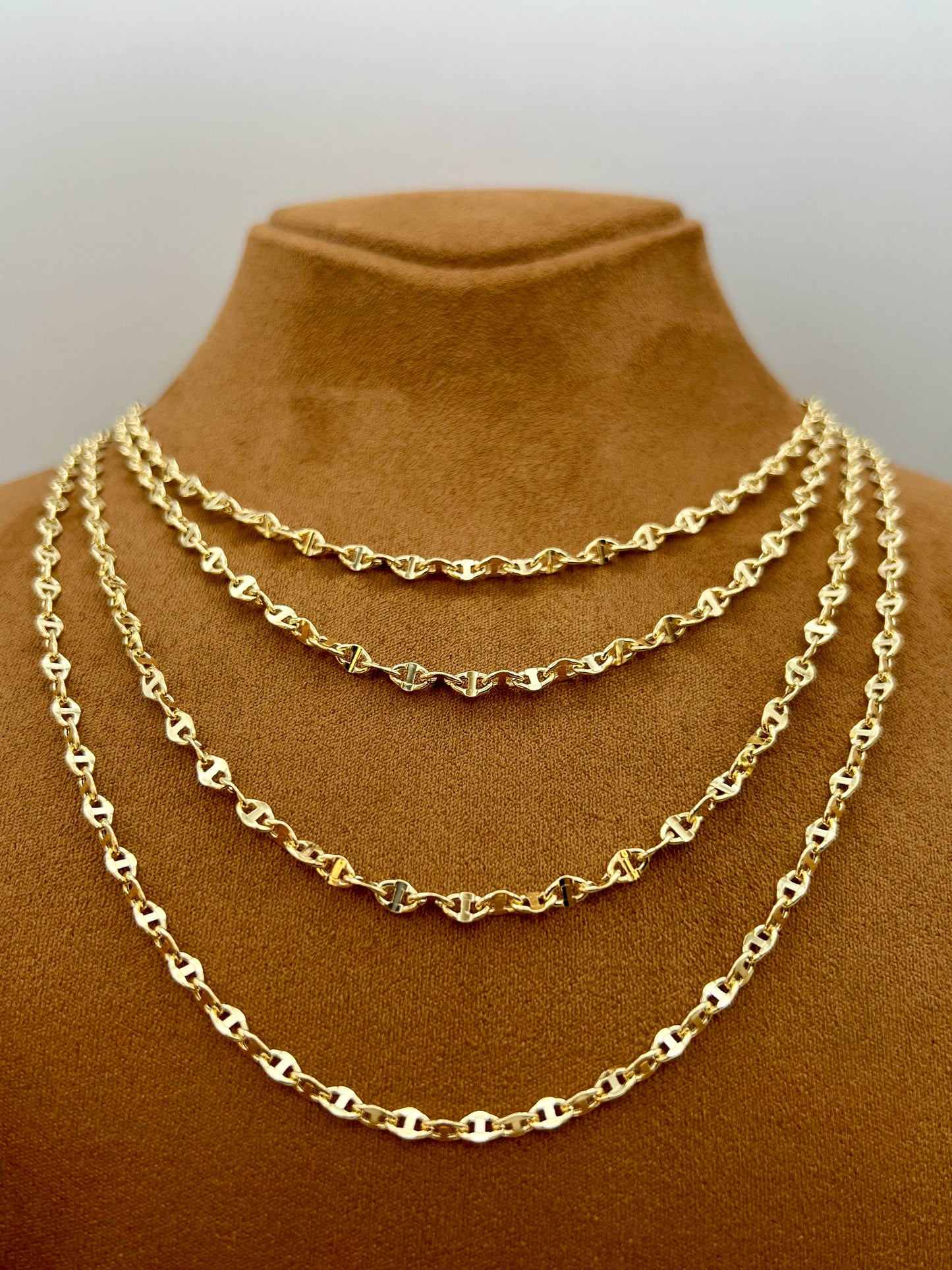 Collier chaîne d'ancre en or massif 18 carats – 50,8 cm, 3,5 mm, motif marin, véritable or 18 carats, cadeau idéal