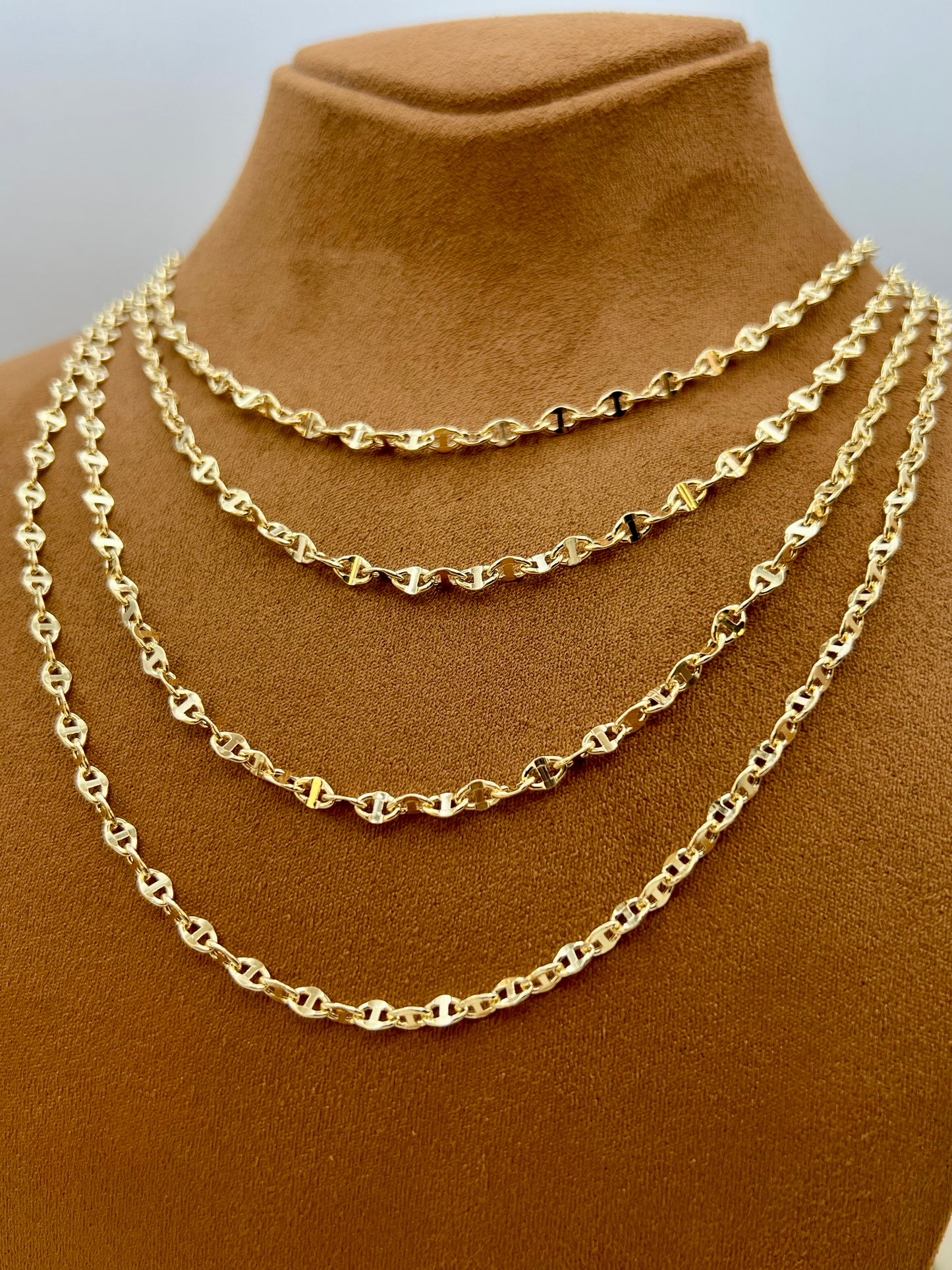 Collier chaîne d'ancre en or massif 18 carats – 50,8 cm, 3,5 mm, motif marin, véritable or 18 carats, cadeau idéal