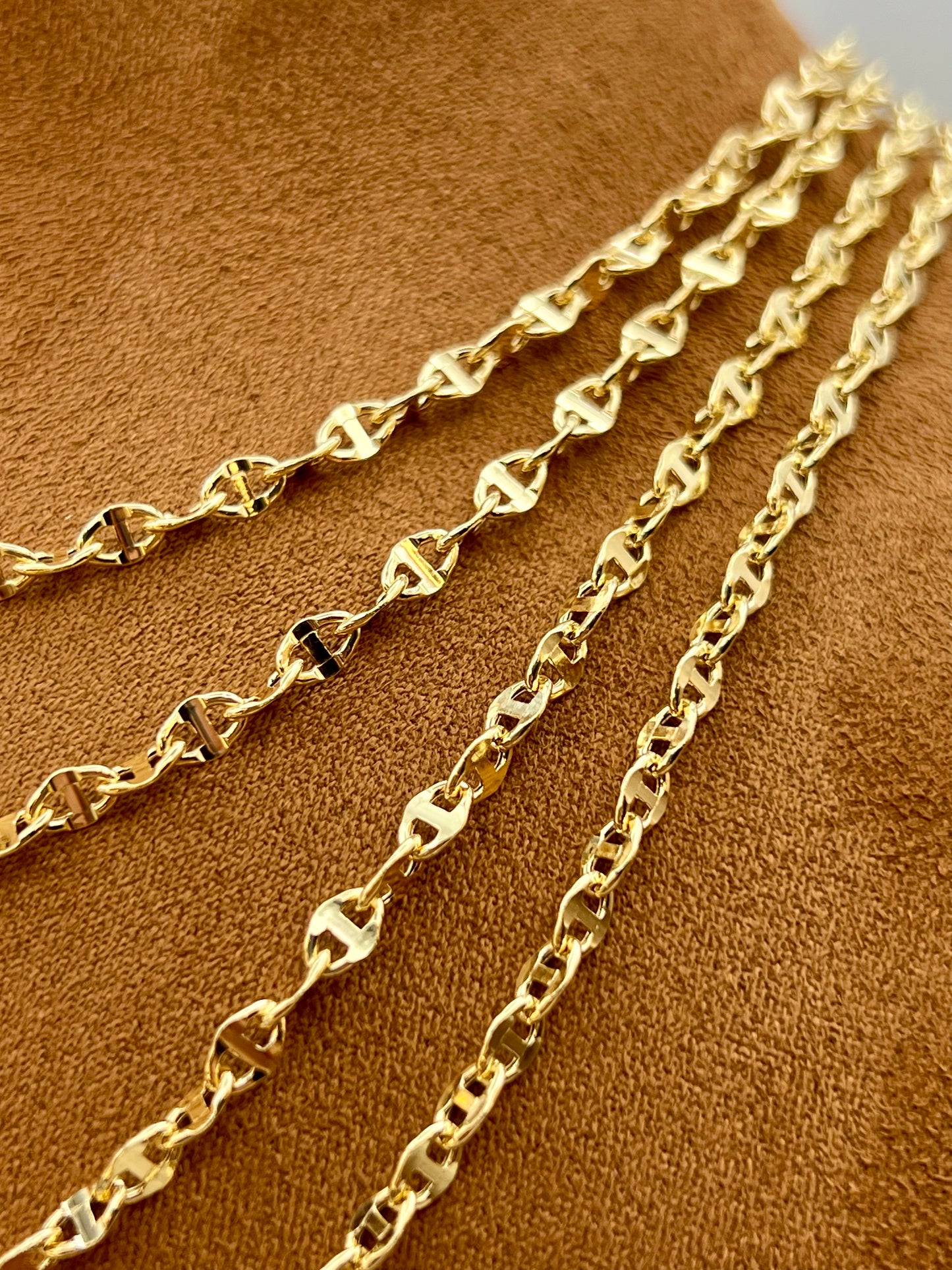 Collier chaîne d'ancre en or massif 18 carats – 50,8 cm, 3,5 mm, motif marin, véritable or 18 carats, cadeau idéal