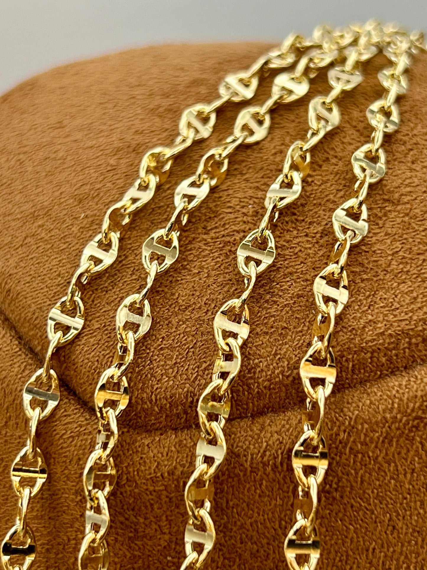 Collier chaîne d'ancre en or massif 18 carats – 50,8 cm, 3,5 mm, motif marin, véritable or 18 carats, cadeau idéal