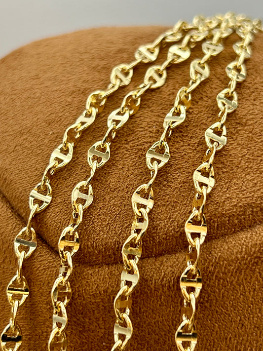 18K solid Gold Anchor Chain Necklace – 20", 3.5mm Mariner Design, Real 18K Gold, Perfect Gift Necklace