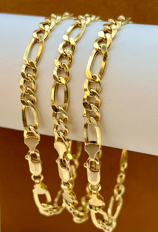 18k Gold Figaro Bracelet 7.5" or 8"