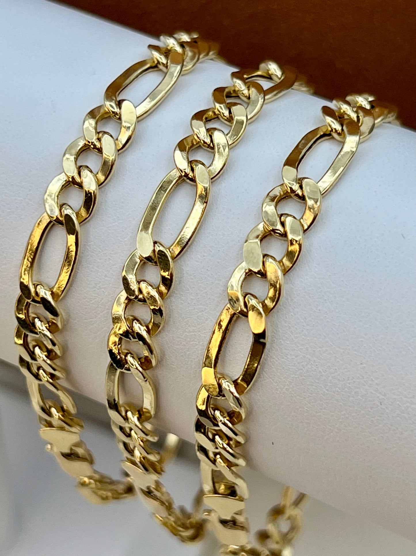 18k Real Gold Figaro Bracelet 7.5" or 8"