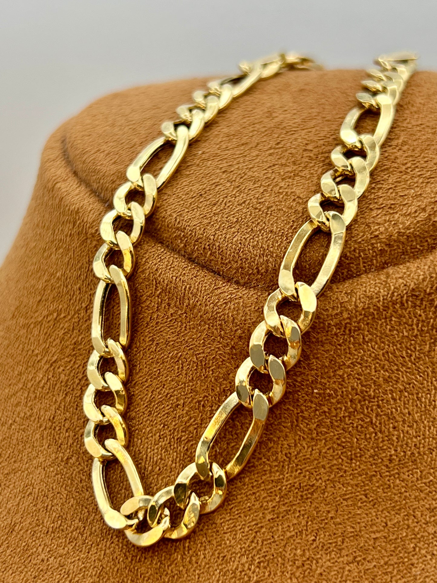 18k Real Gold Figaro Bracelet 7.5" or 8"