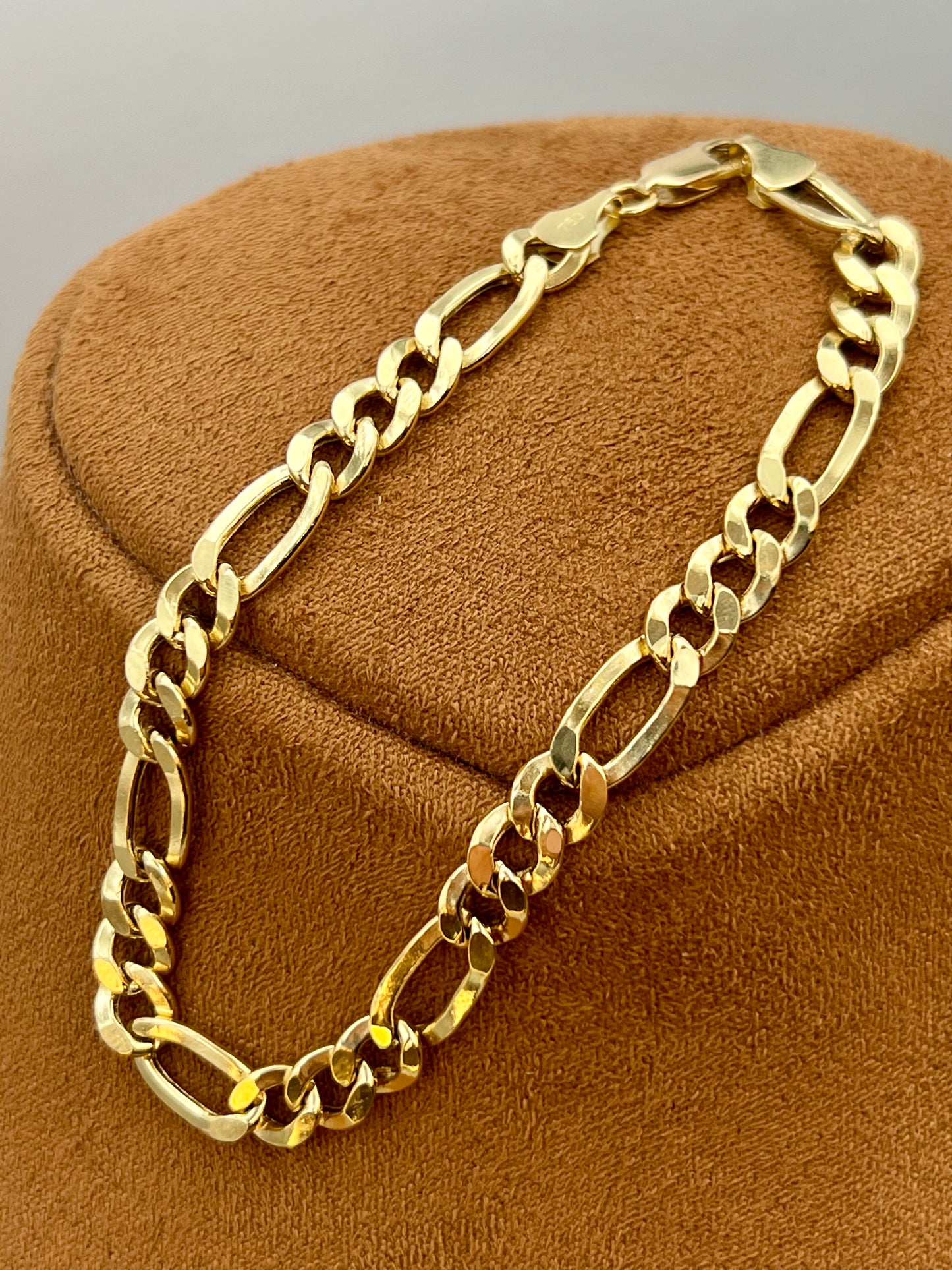 18k Real Gold Figaro Bracelet 7.5" or 8"