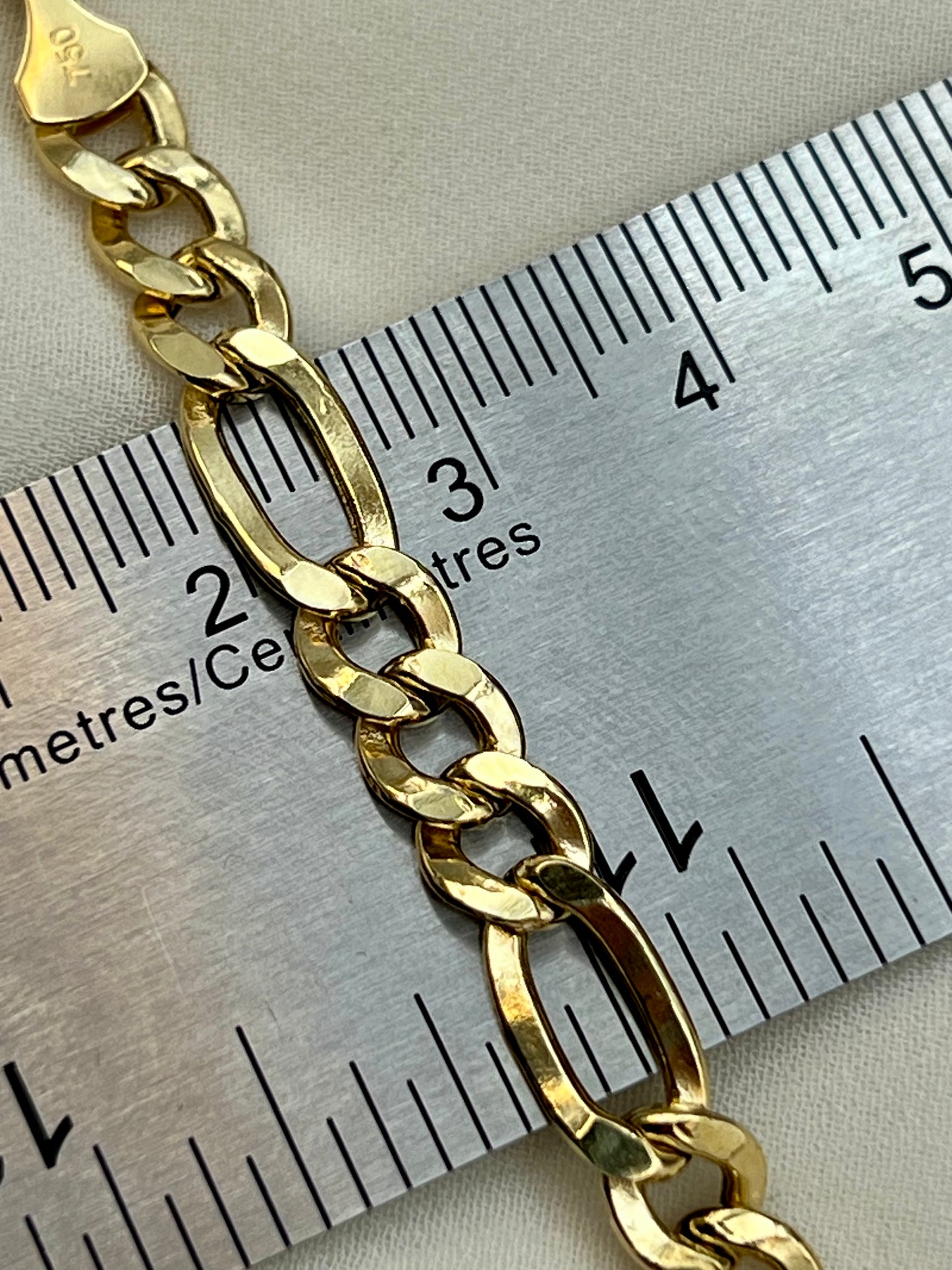 18k Real Gold Figaro Bracelet 7.5" or 8"